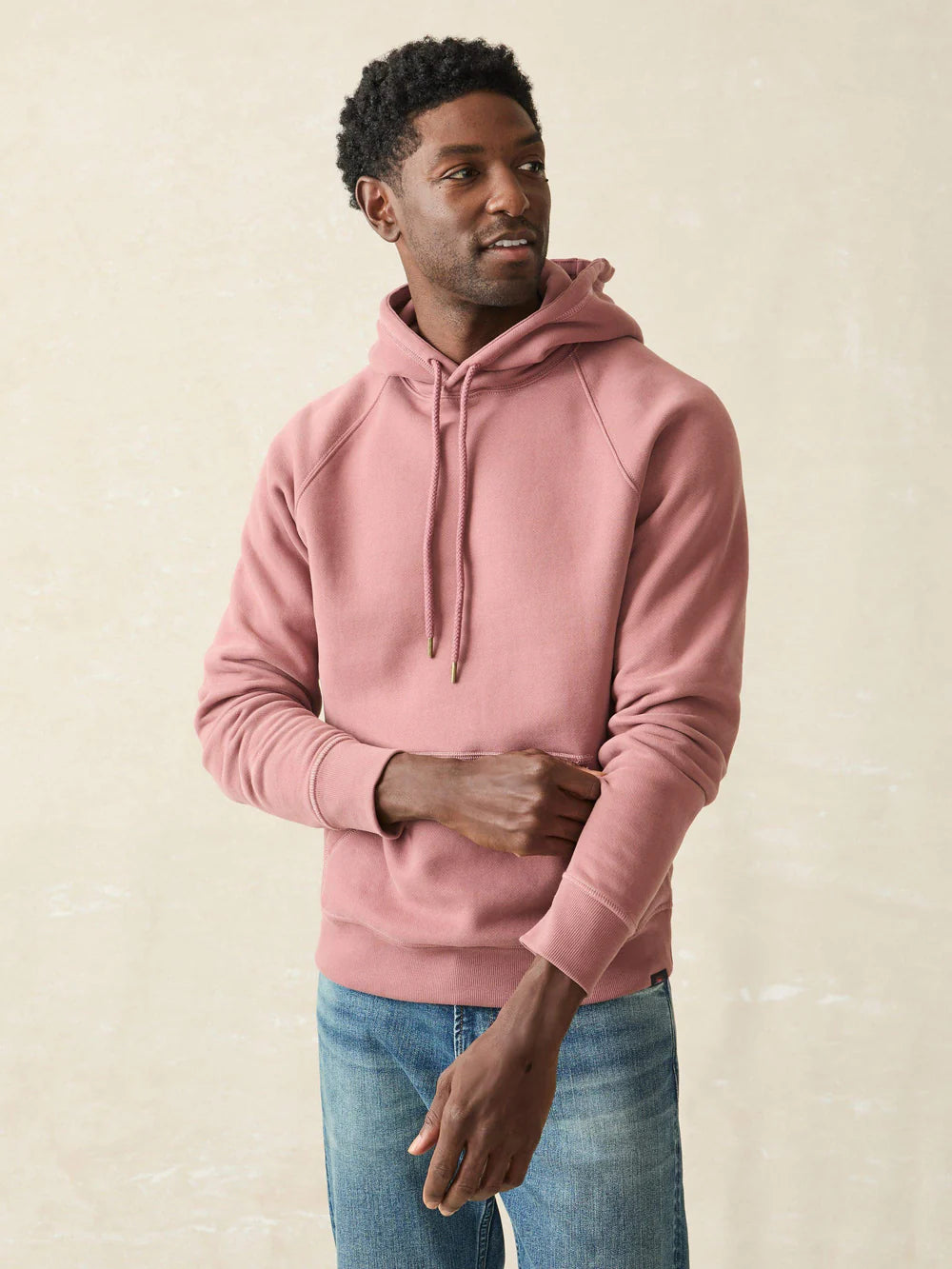 High Standard Fleece Hoodie Sweaters Faherty Men Cocoa Mauve S