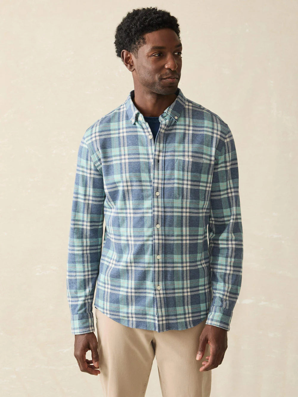 Coastline Knit Shirt Tops Faherty Men Holbrook Island Plaid S 