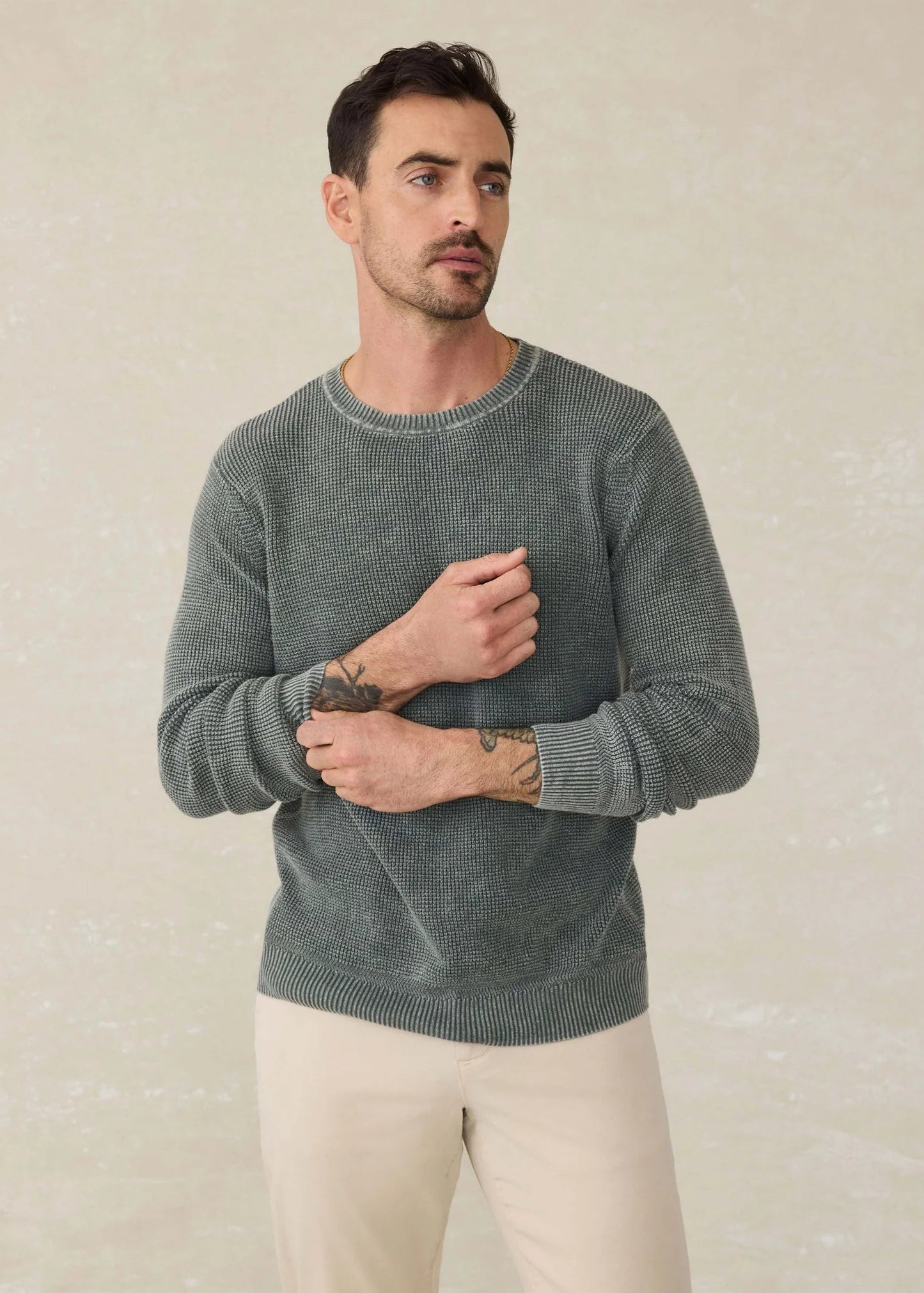 Sunwashed Crewneck Sweater Sweaters Faherty Mountain Olive S