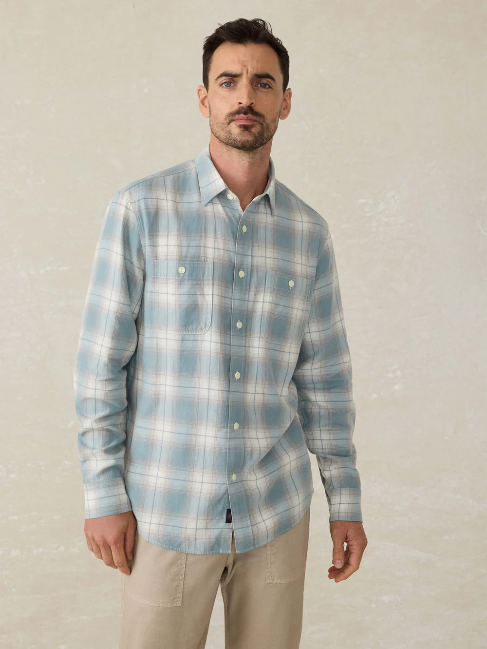Tried & True Chambray Shirt Shirts Faherty Emerald Coast Plaid S