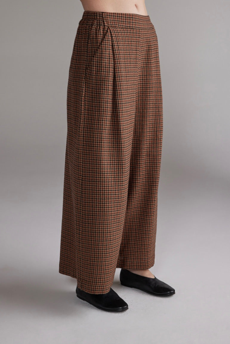 Wool Plaid Wide Pants AMENTE - 3