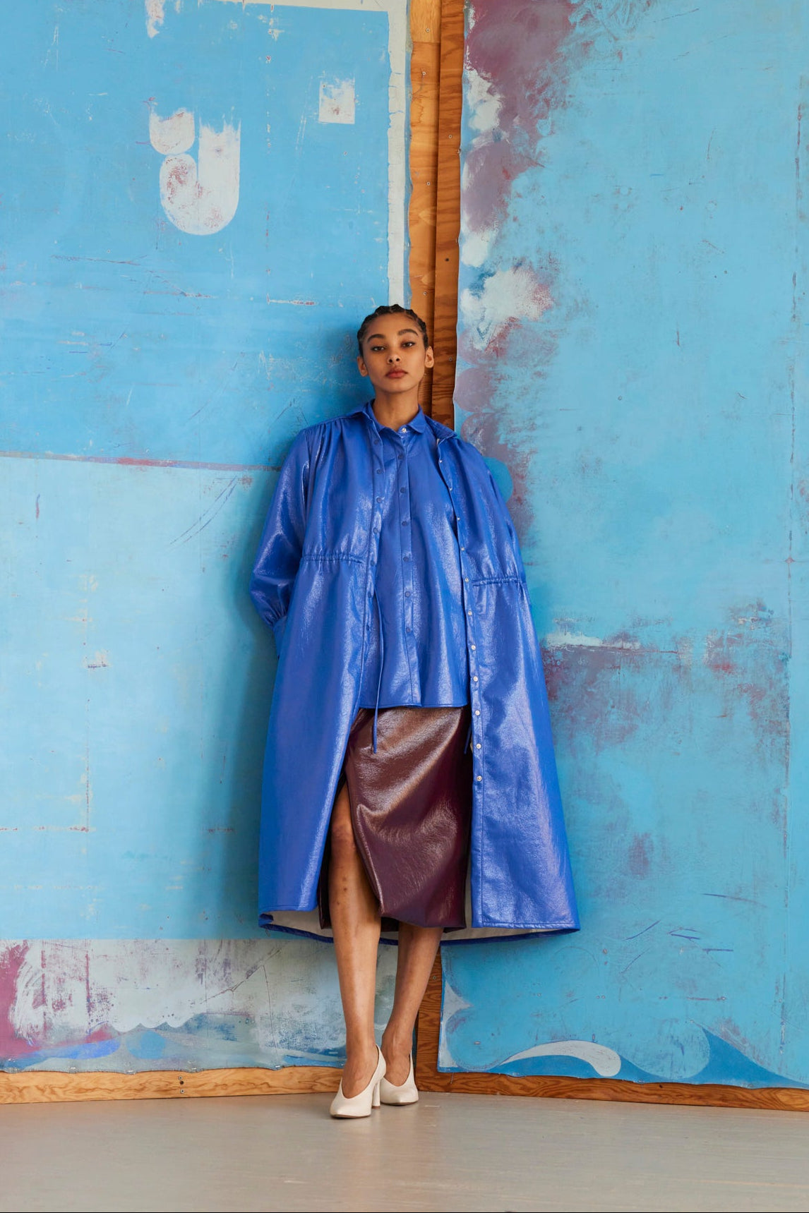 SAMPLE FW26 - Georgia Dress in Gloss Pleatherette - Electric Blue Samples CHRISTINE ALCALAY