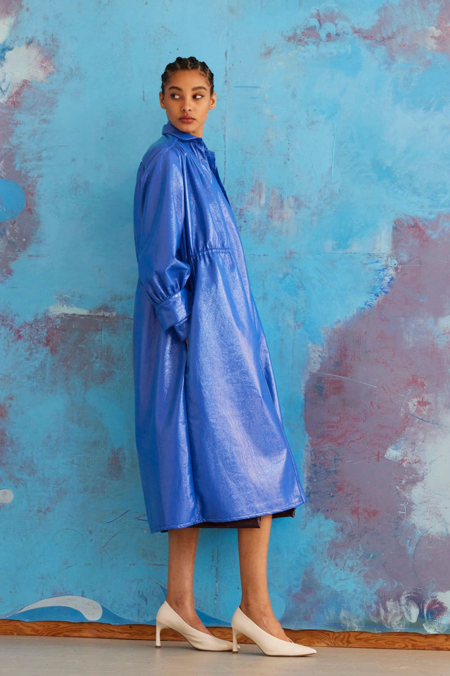 SAMPLE FW26 - Georgia Dress in Gloss Pleatherette - Electric Blue Samples CHRISTINE ALCALAY