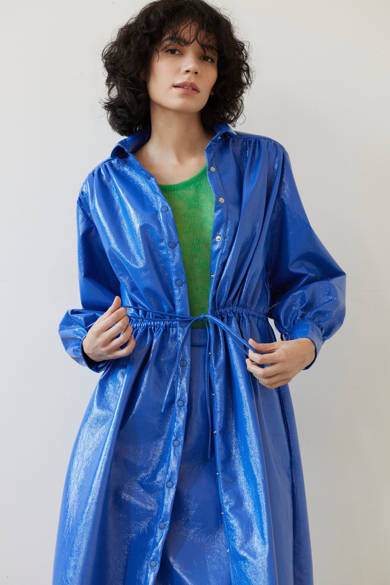 SAMPLE FW26 - Georgia Dress in Gloss Pleatherette - Electric Blue Samples CHRISTINE ALCALAY Electric Blue XS/S