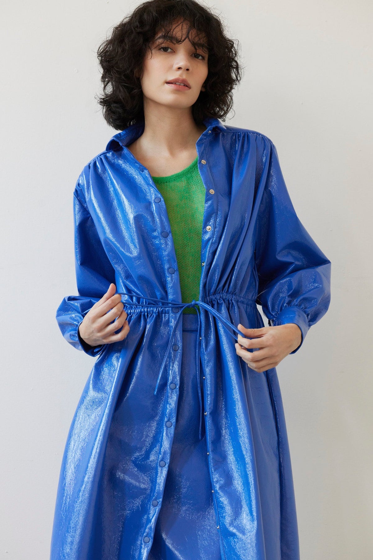 Georgia Dress in Gloss Pleatherette Dresses CHRISTINE ALCALAY Electric Blue XS/S - 1