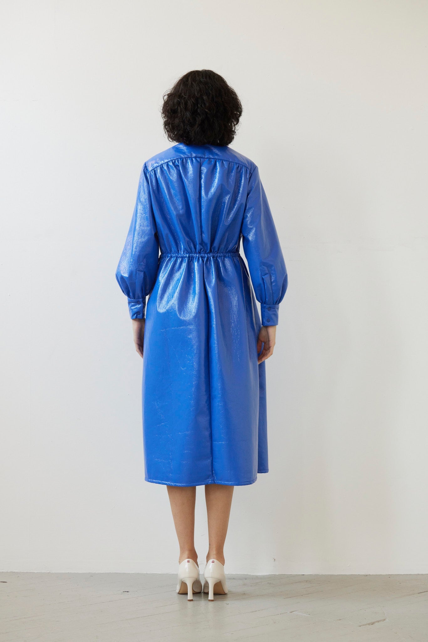 SAMPLE FW26 - Georgia Dress in Gloss Pleatherette - Electric Blue Samples CHRISTINE ALCALAY