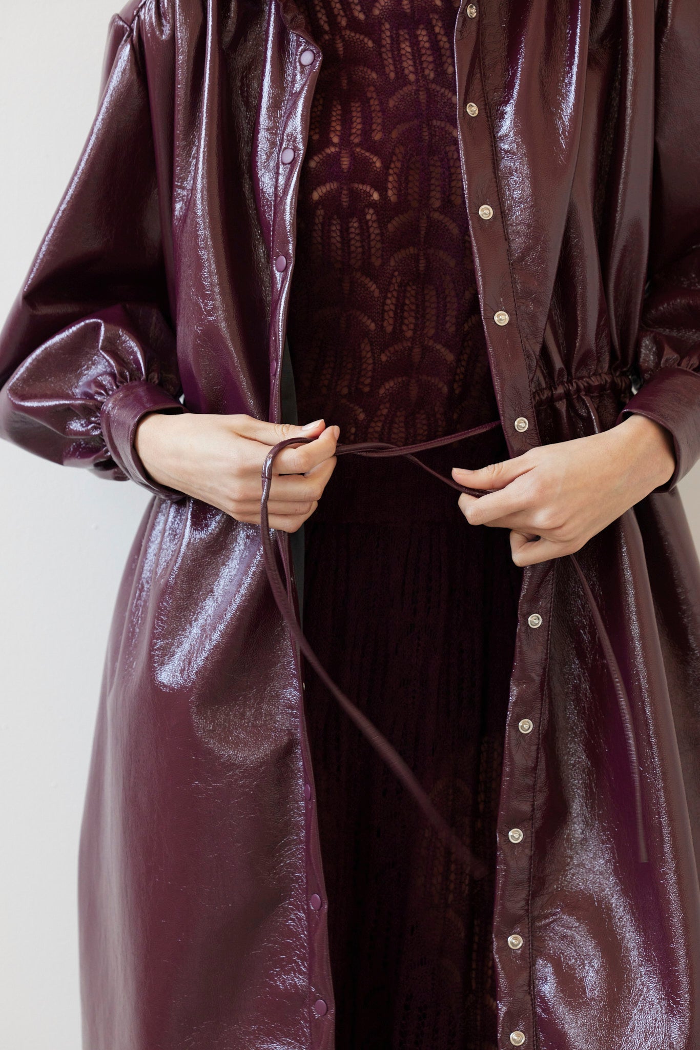 Georgia Dress in Gloss Pleatherette Dresses CHRISTINE ALCALAY - 6