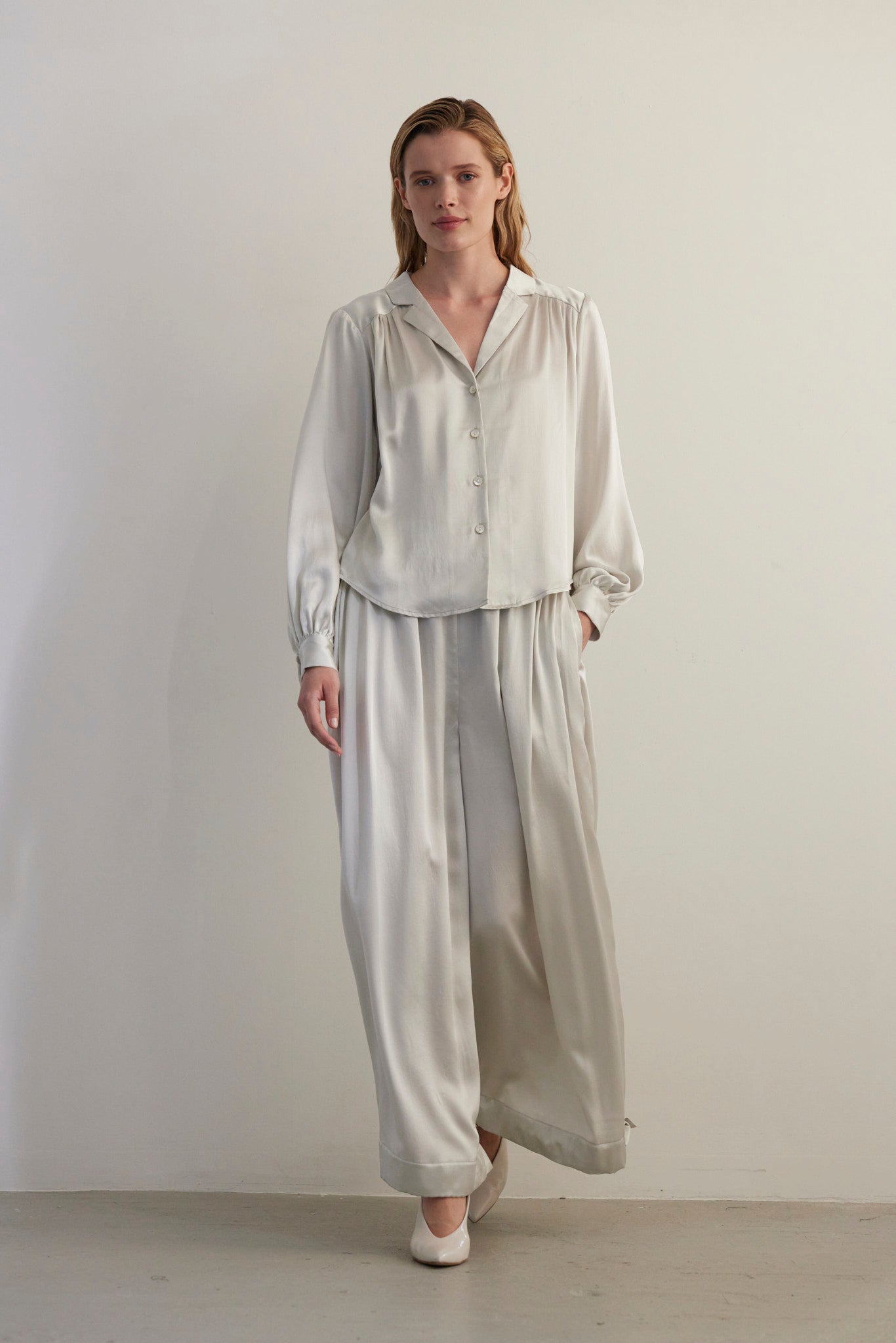 SAMPLE FW26 - Gertrude Pant in Silk Charmeuse - Pearl Samples CHRISTINE ALCALAY Pearl XS/S