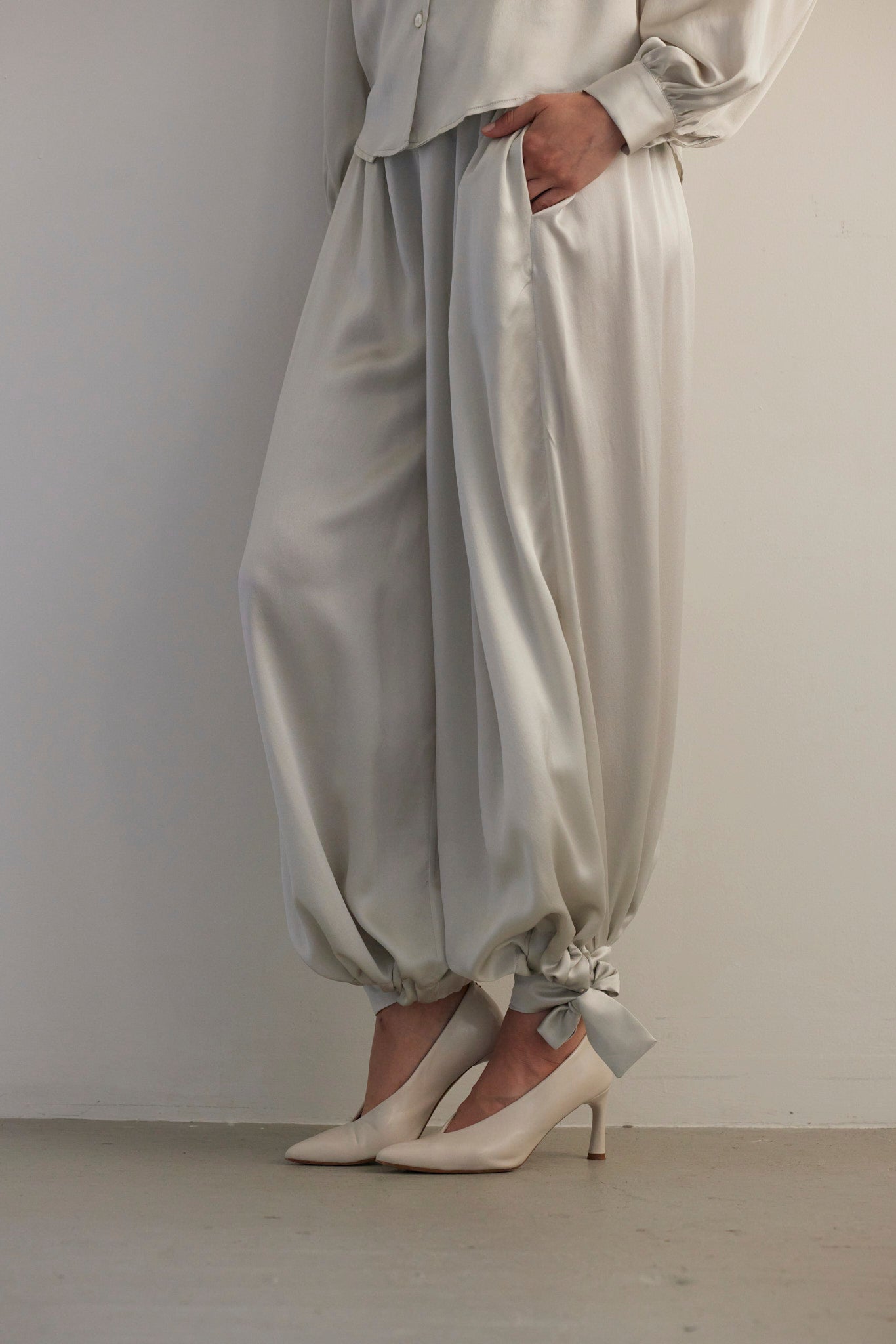 SAMPLE FW26 - Gertrude Pant in Silk Charmeuse - Pearl Samples CHRISTINE ALCALAY