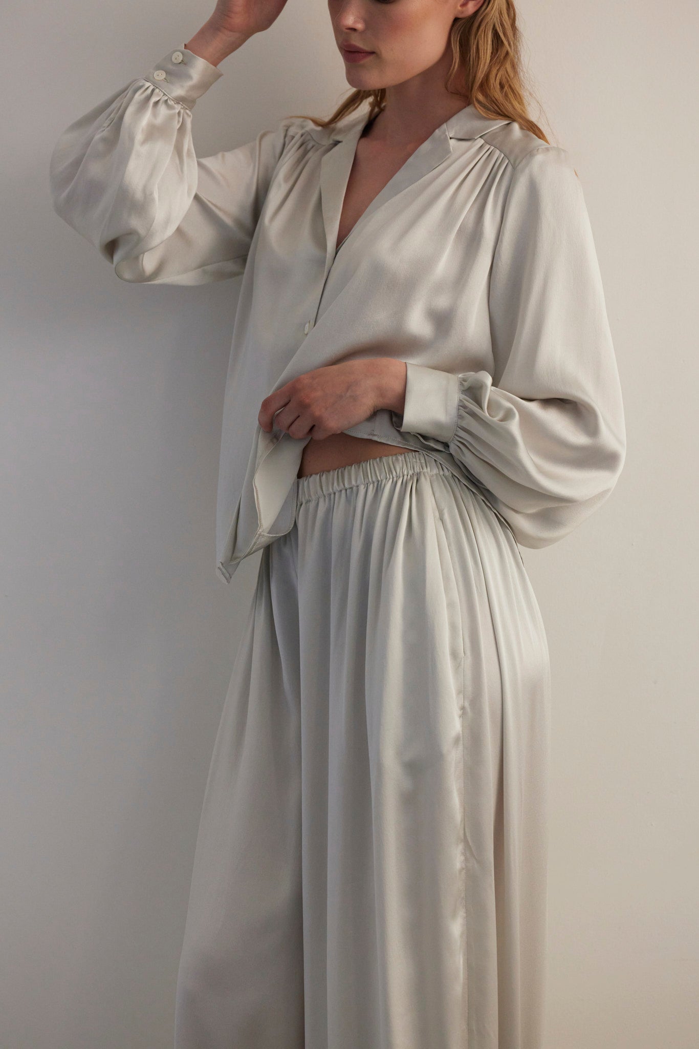SAMPLE FW26 - Gertrude Pant in Silk Charmeuse - Pearl Samples CHRISTINE ALCALAY