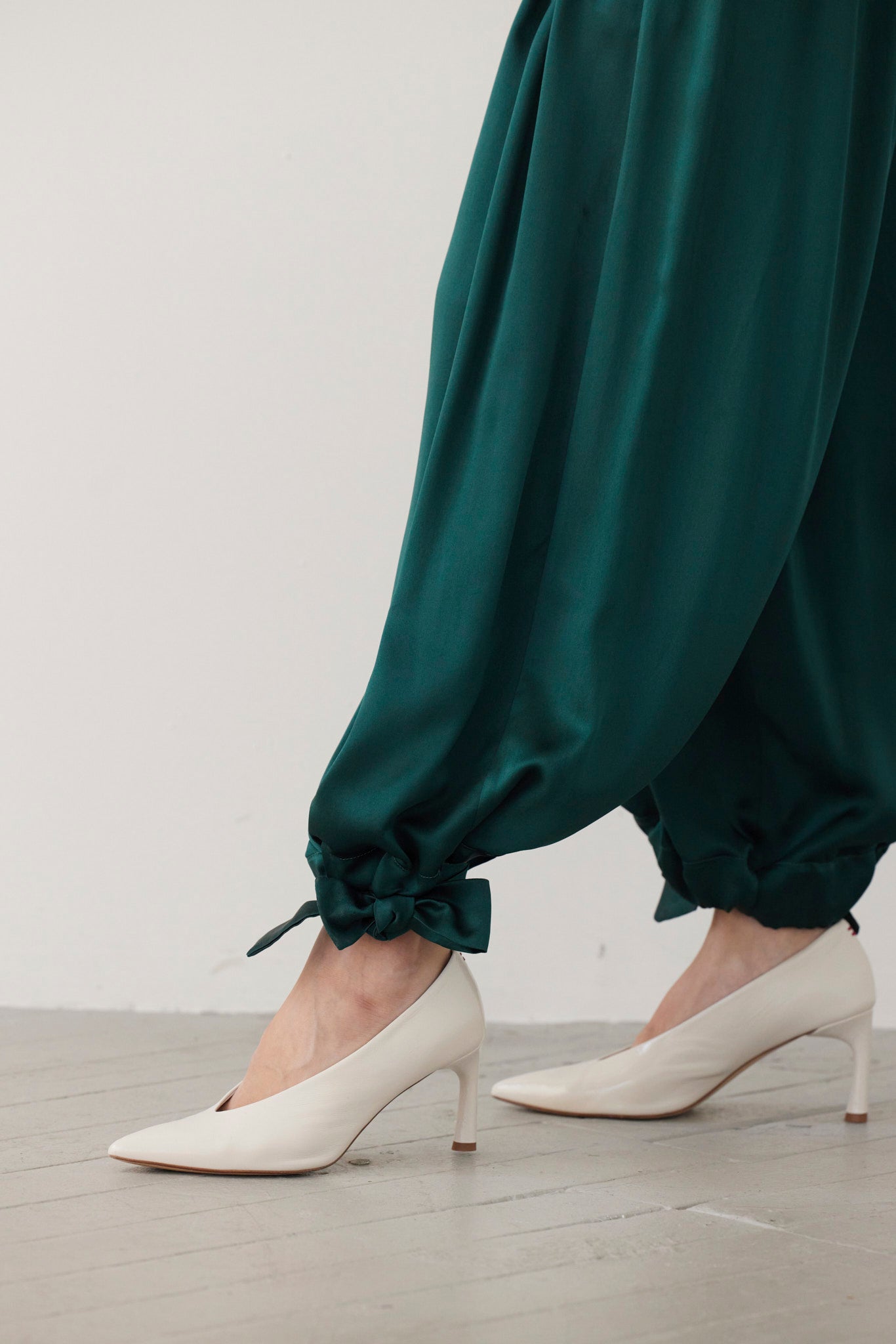 SAMPLE FW26 - Gertrude Pant in Silk Charmeuse - Menagerie Green Samples CHRISTINE ALCALAY