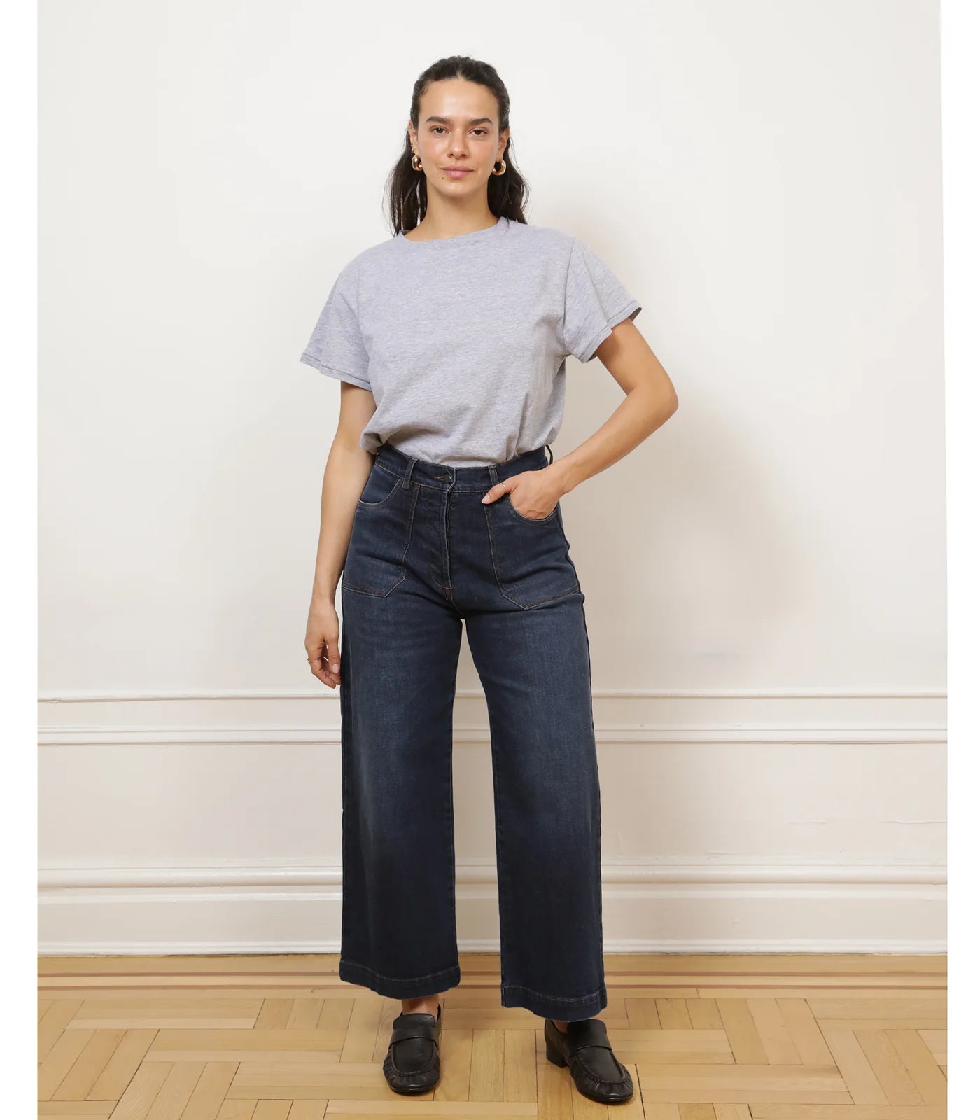 Simone Wide Crop Jeans Pants Loup