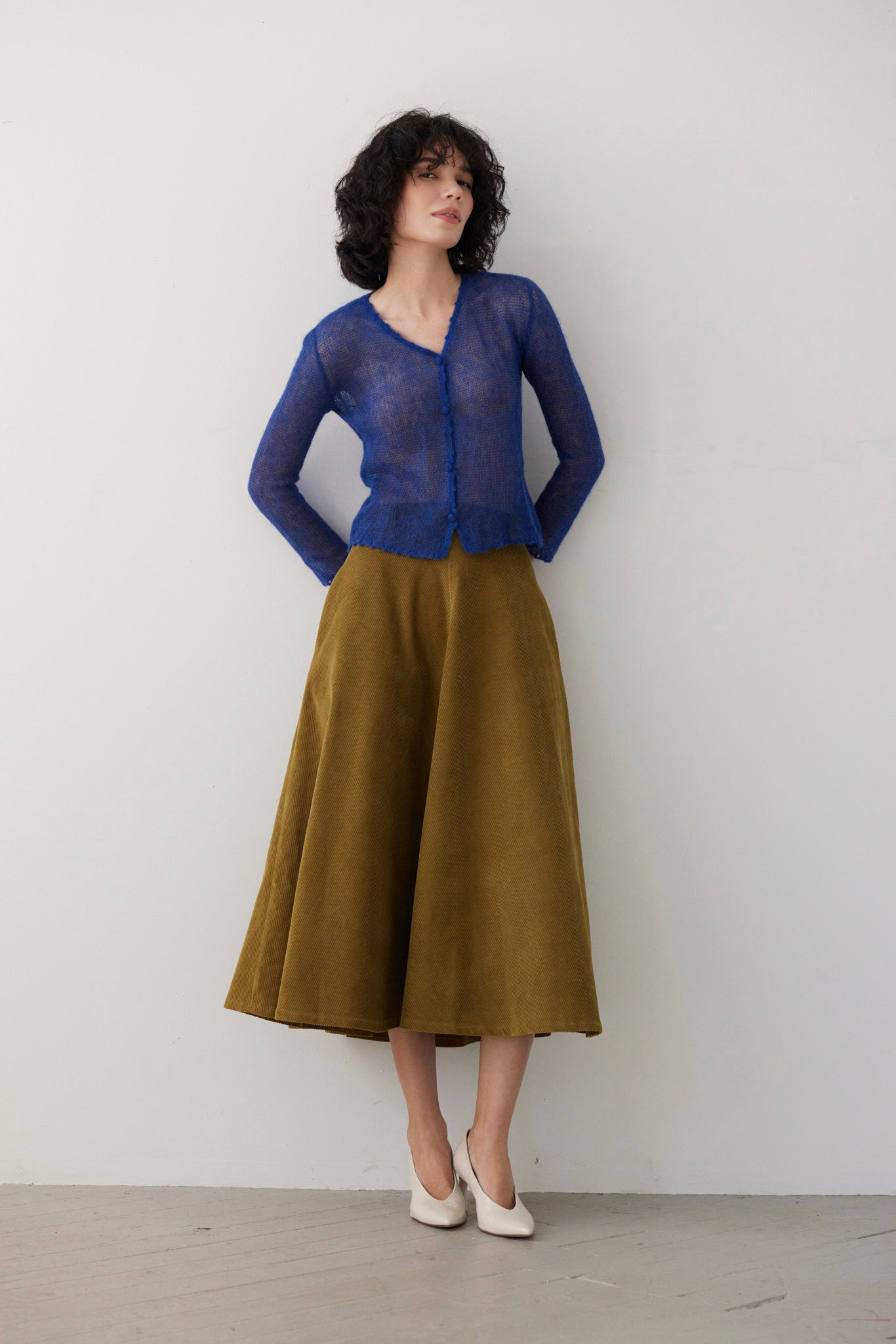 Gwen Mitered Bias Skirt in Corduroy Skirts CHRISTINE ALCALAY - 4