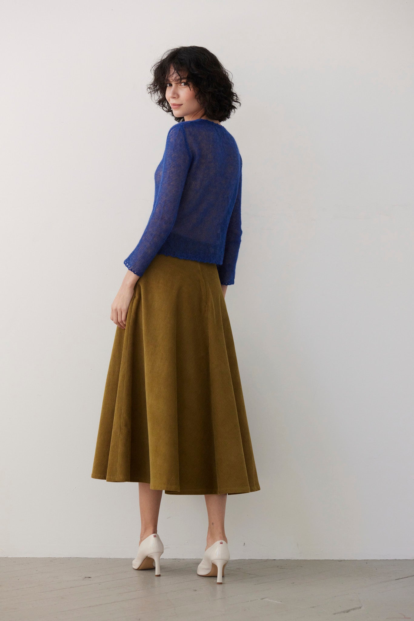 Gwen Mitered Bias Skirt in Corduroy Skirts CHRISTINE ALCALAY - 3