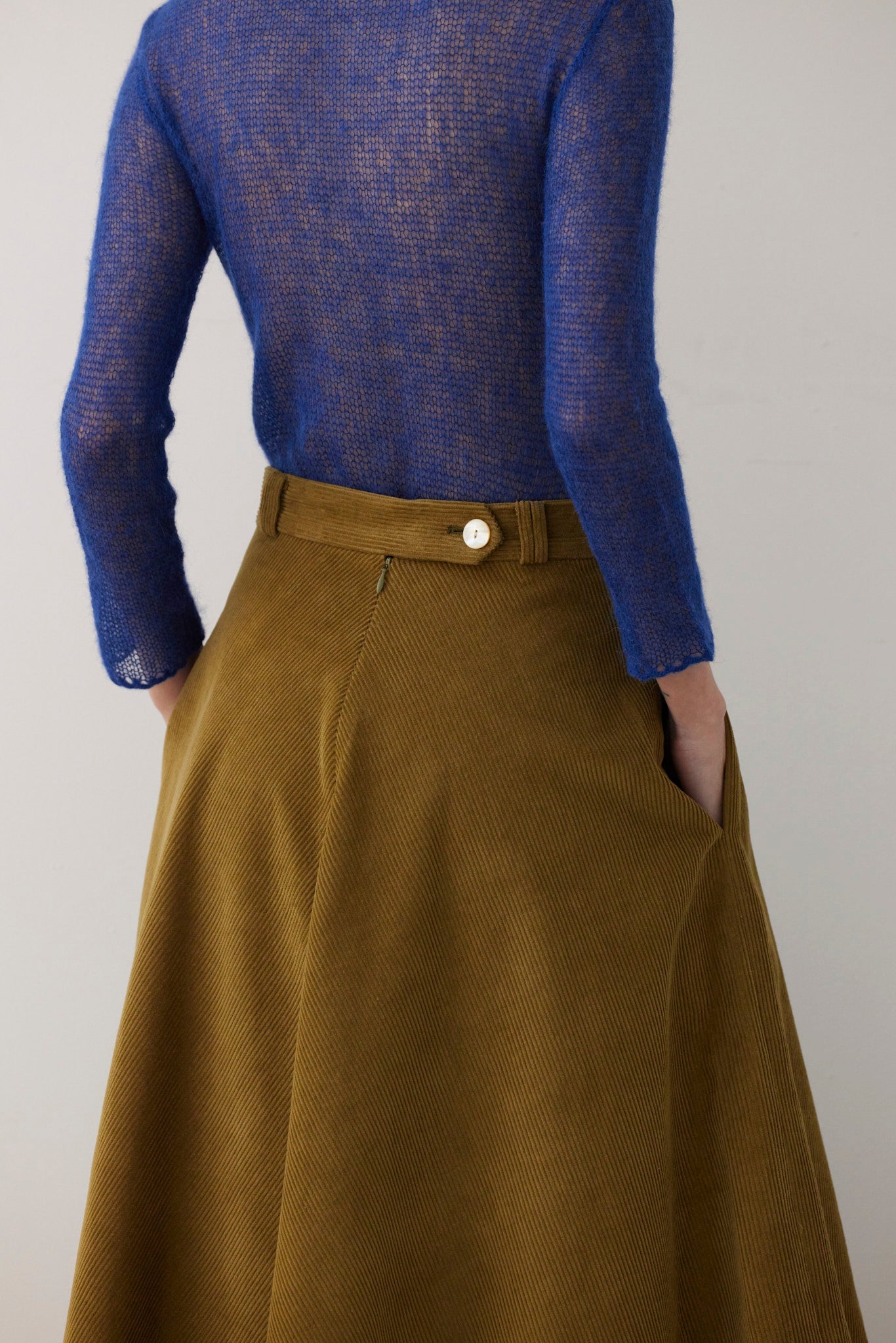 Gwen Mitered Bias Skirt in Corduroy Skirts CHRISTINE ALCALAY - 5