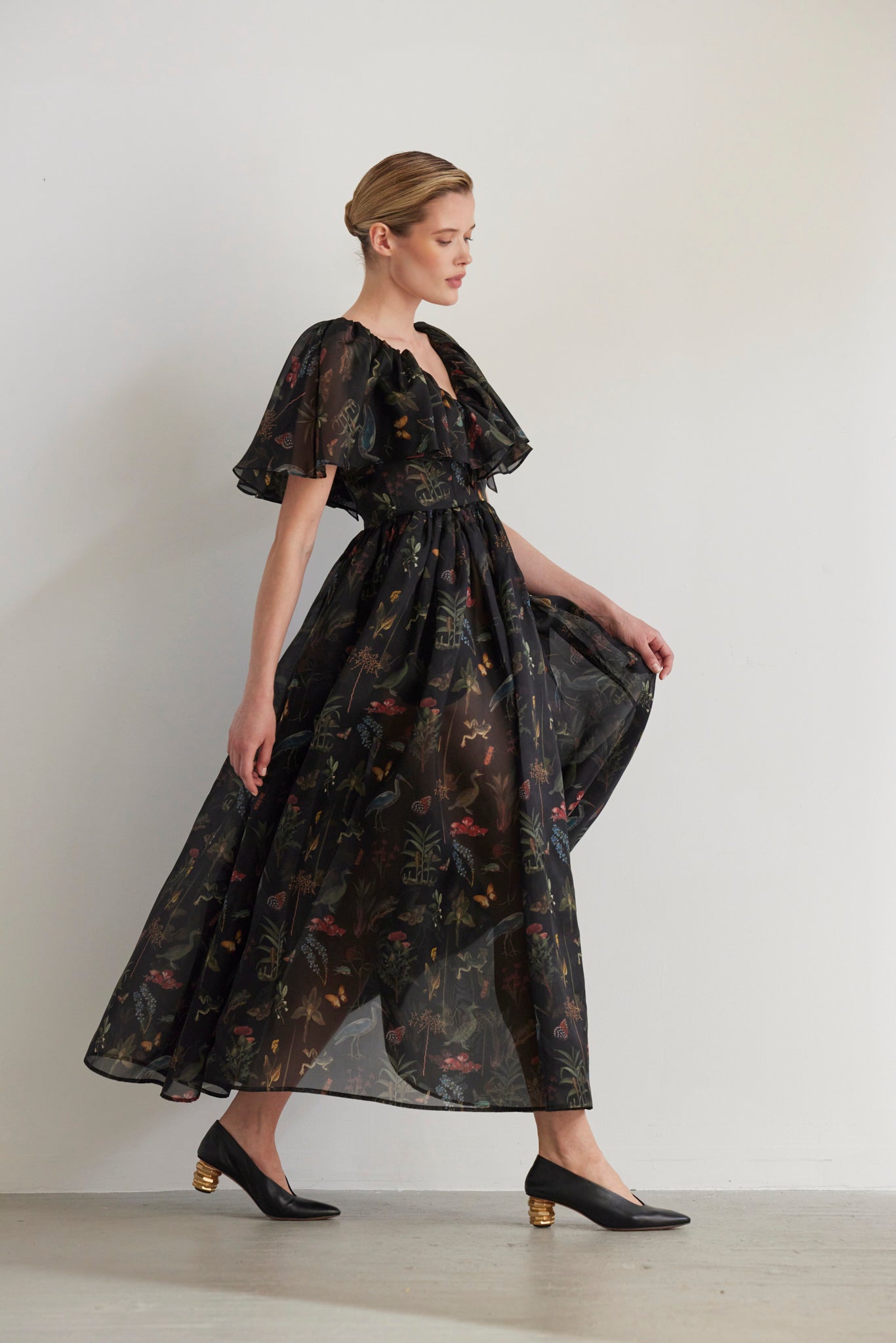 SAMPLE FW26 - Hong Nhung Dress in Audubon Silk Organza - Black Night Audubon Samples CHRISTINE ALCALAY - 3