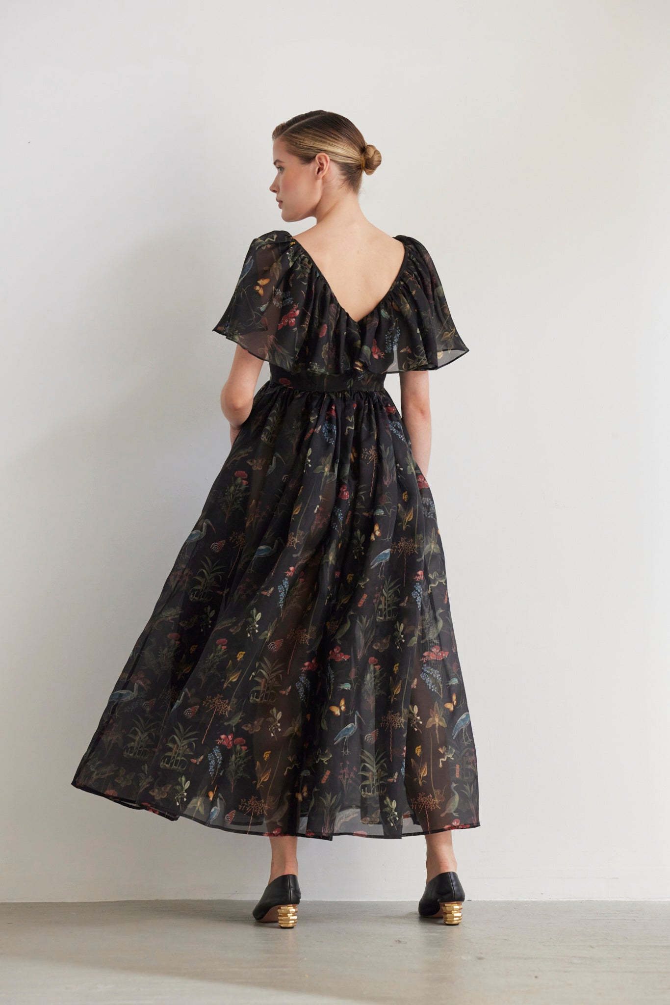 SAMPLE FW26 - Hong Nhung Dress in Audubon Silk Organza - Black Night Audubon Samples CHRISTINE ALCALAY - 4