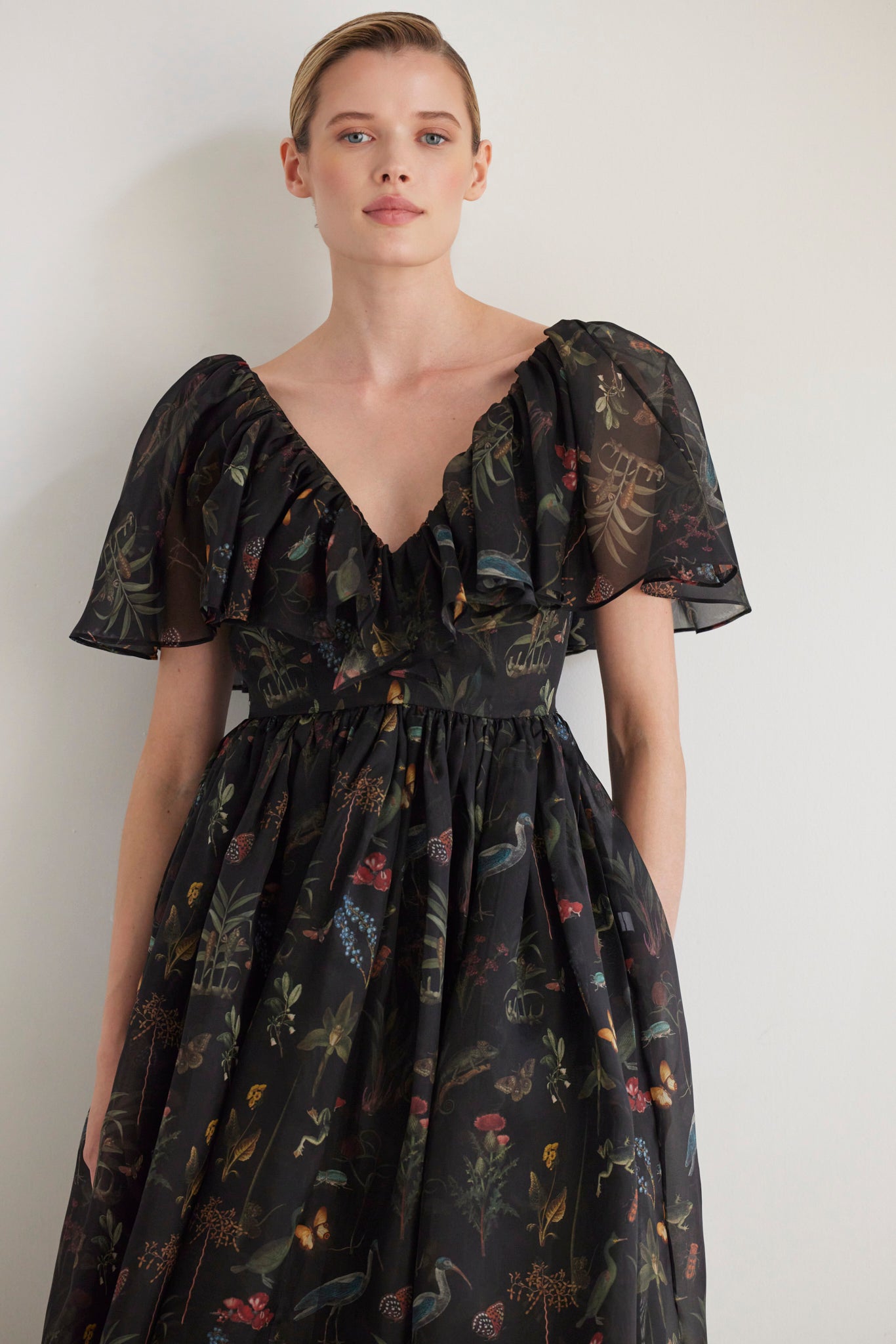 SAMPLE FW26 - Hong Nhung Dress in Audubon Silk Organza - Black Night Audubon Samples CHRISTINE ALCALAY - 2