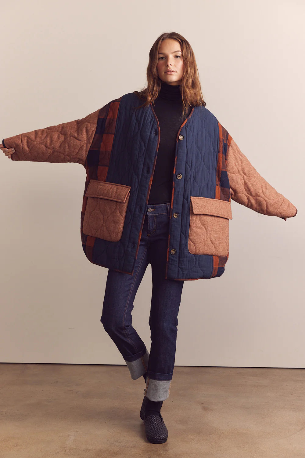 Reversible Patched Quilt Jacket  Amente   