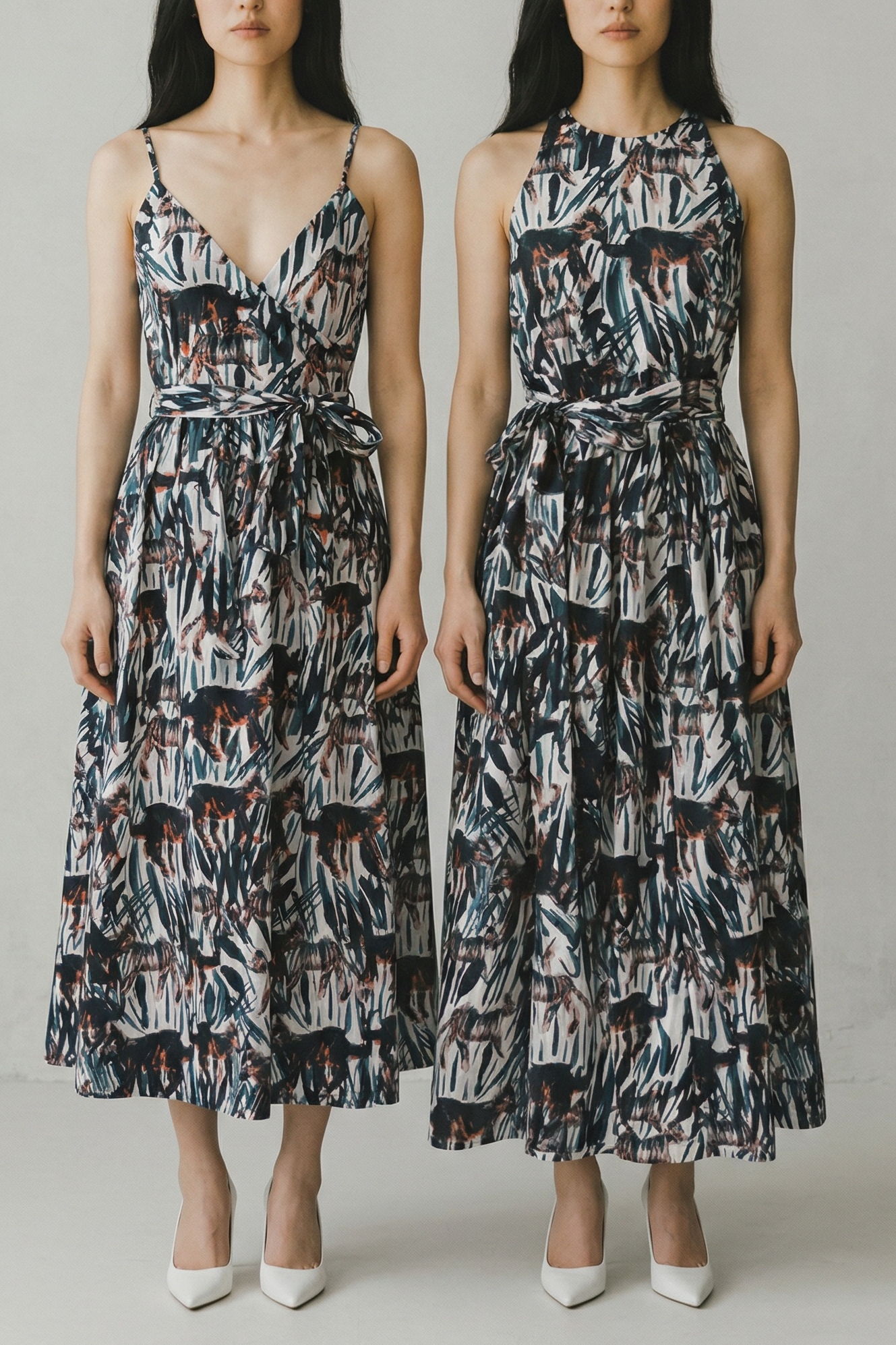 Mari Reversible Wrap Dress in Tiger Print Dresses CHRISTINE ALCALAY