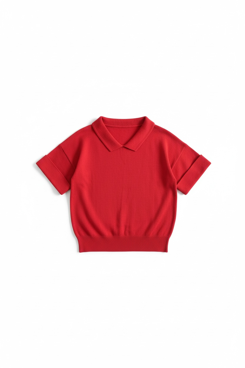 Olivia Polo in Tomato Pima Cotton Tops CHRISTINE ALCALAY