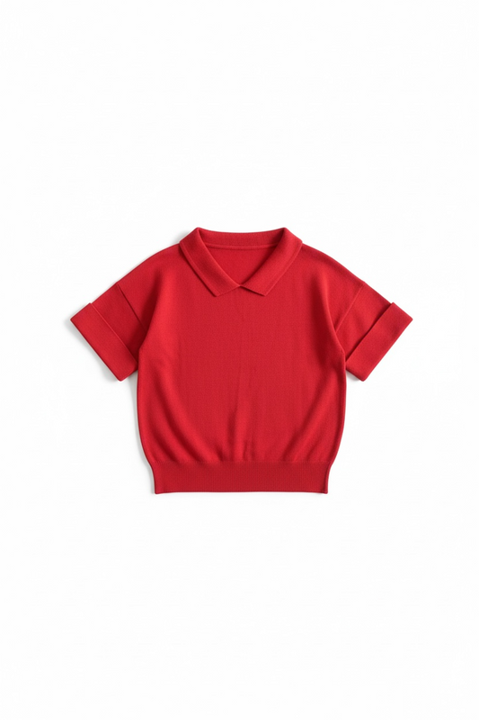 Olivia Polo in Tomato Pima Cotton Tops CHRISTINE ALCALAY