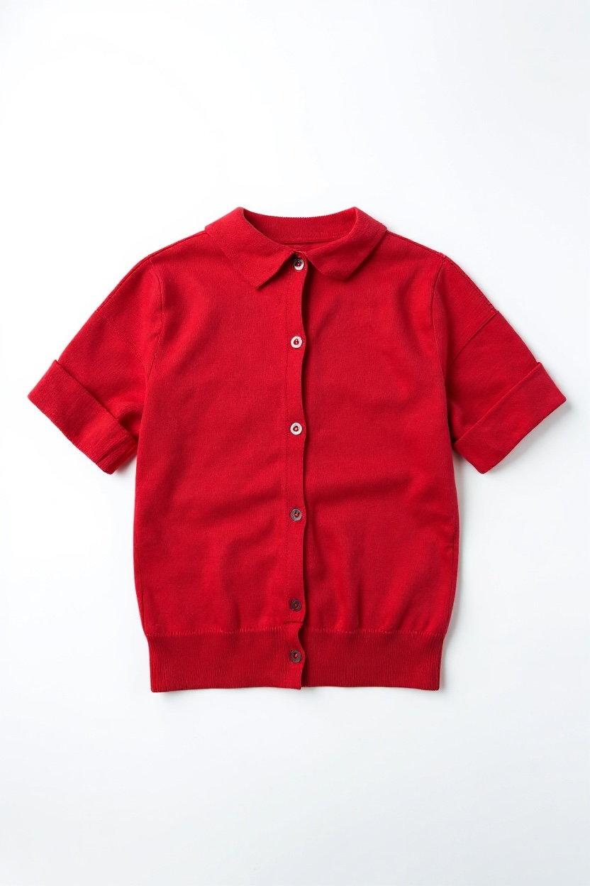 Olivia Polo in Tomato Pima Cotton Tops CHRISTINE ALCALAY