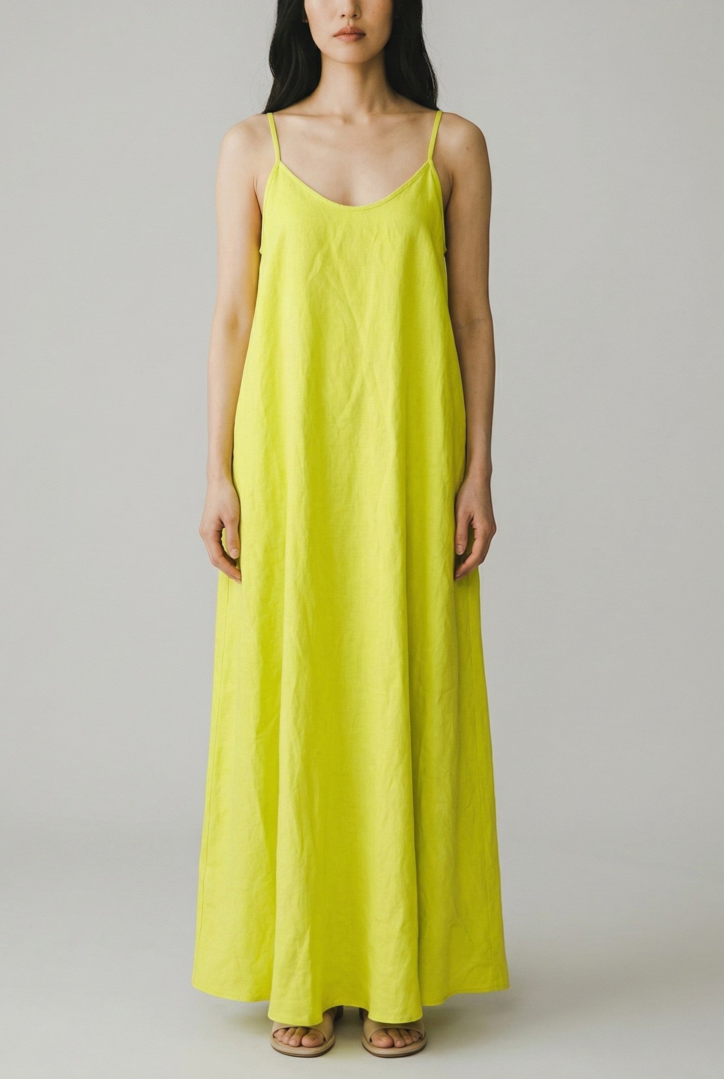 Calista Dress in Lemongrass Linen Blend Dresses CHRISTINE ALCALAY
