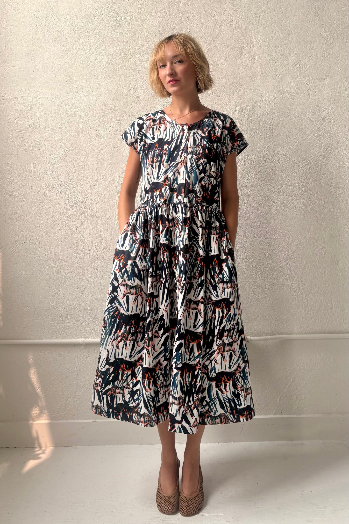 Hannah Dolman Sleeve Dress in Cotton