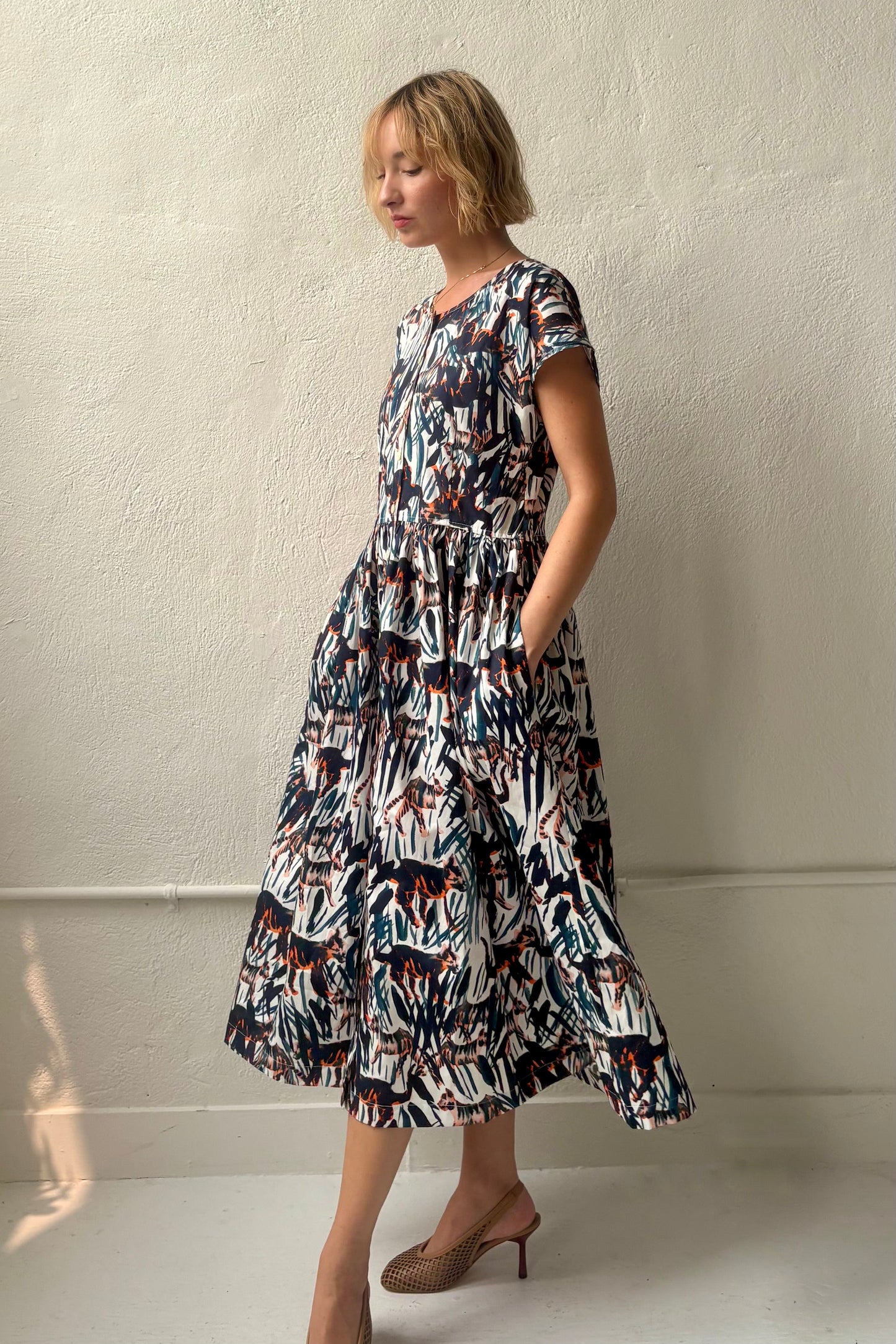 Hannah Dolman Sleeve Dress in Cotton