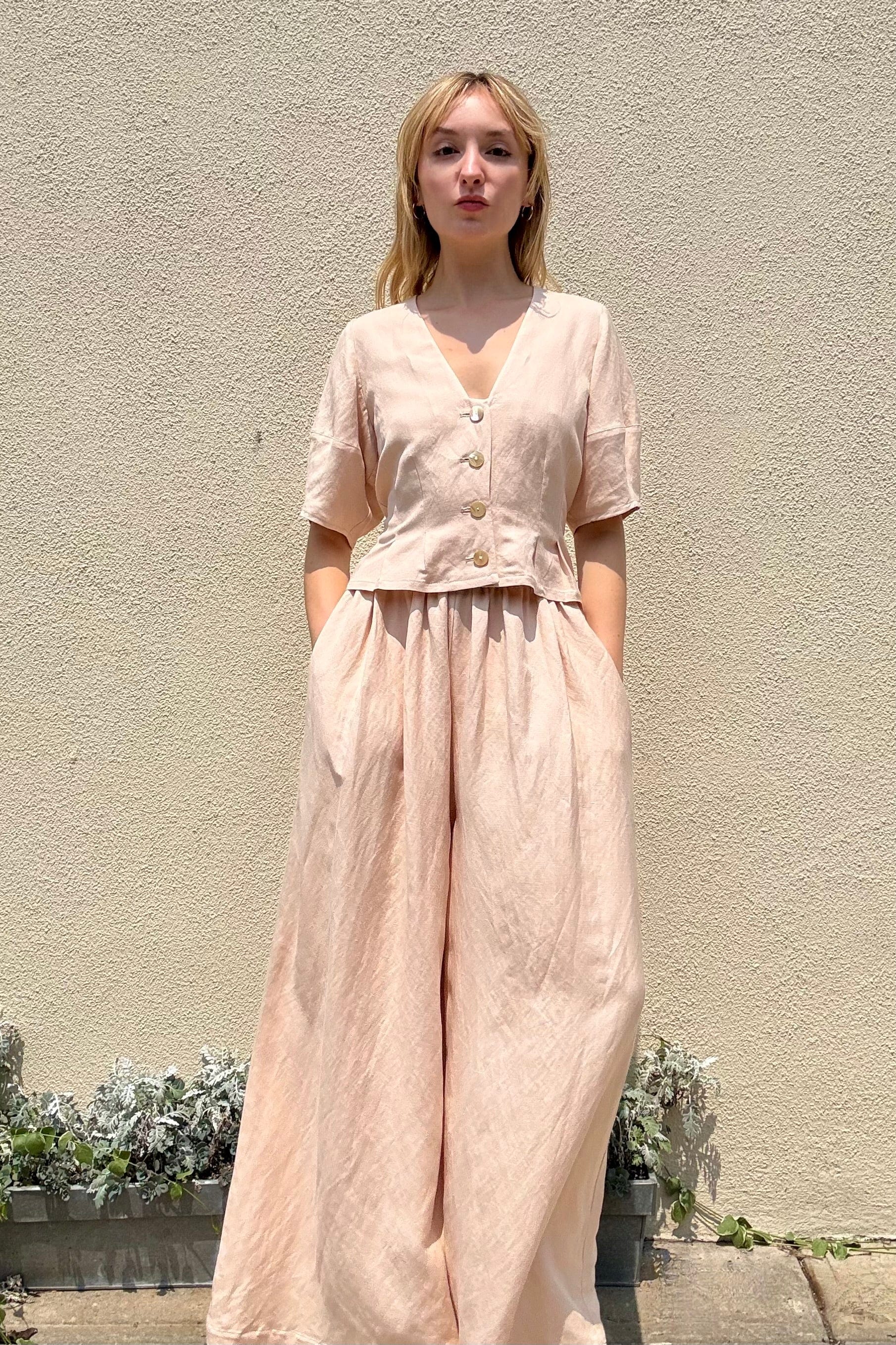 Gretchen Pant in Linen Blend Pants CHRISTINE ALCALAY Shell XS/S