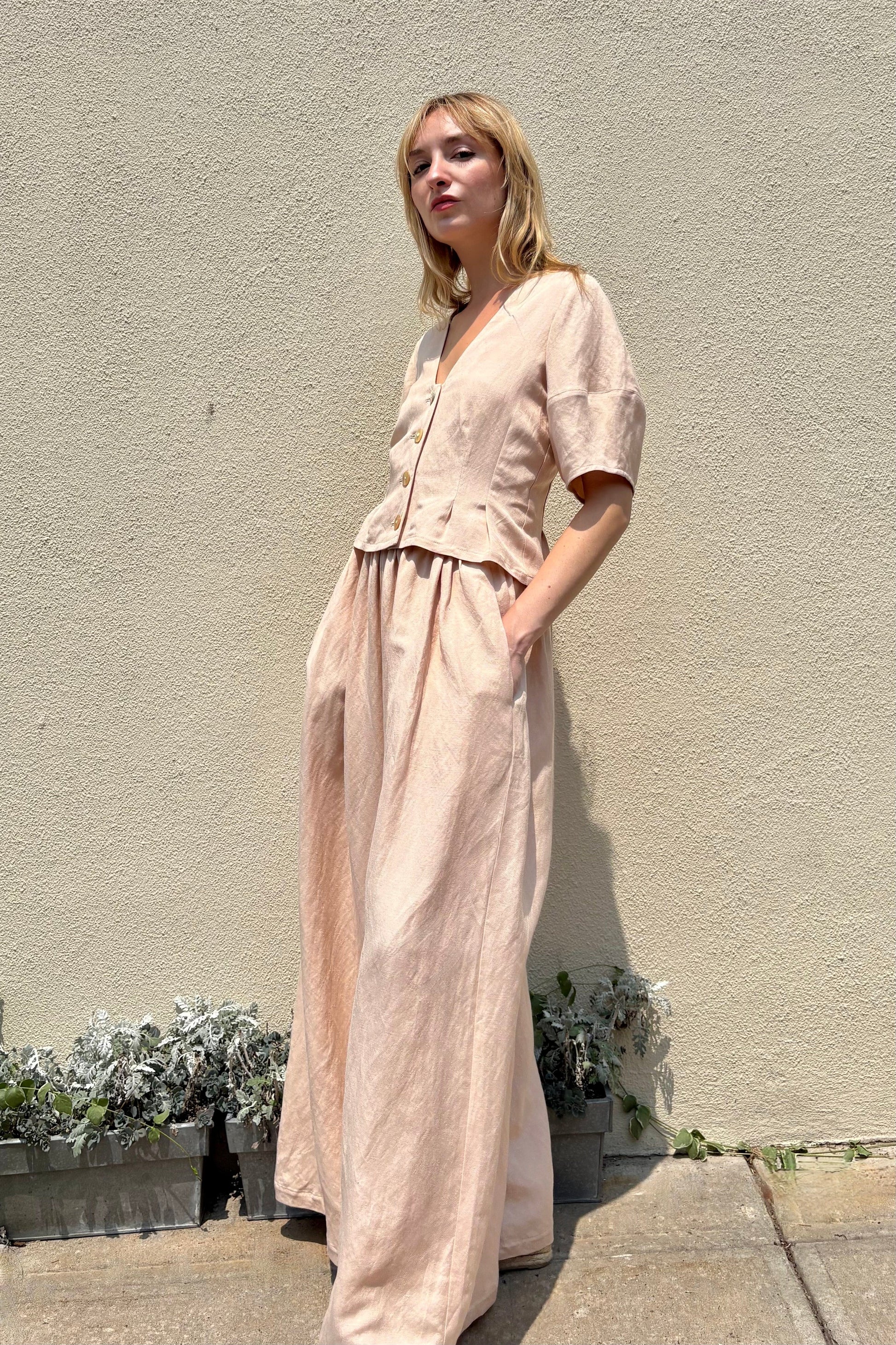 Gretchen Pant in Linen Blend Pants CHRISTINE ALCALAY