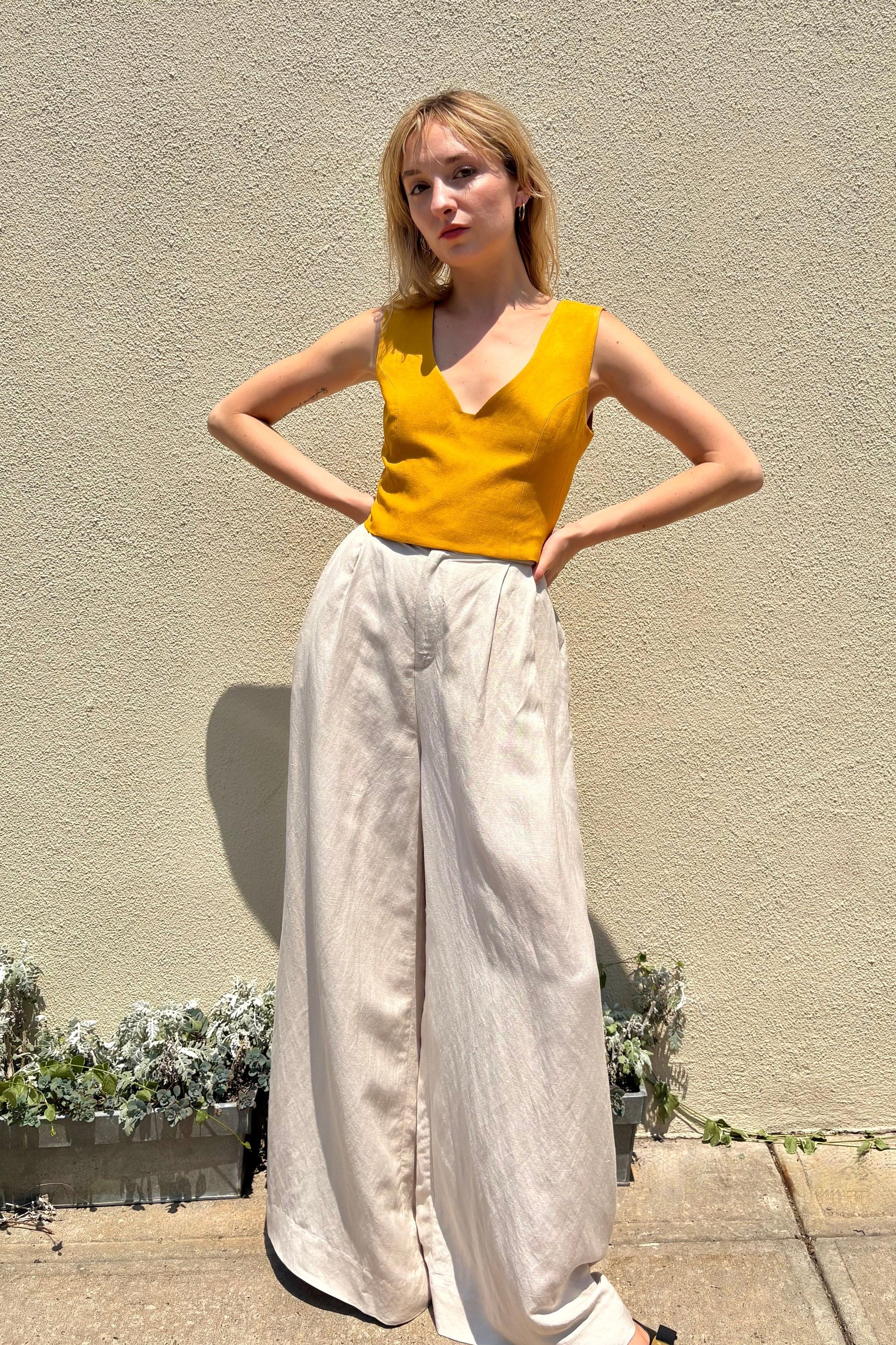 Katherine Pant in Linen Blend Pants CHRISTINE ALCALAY Oyster 00