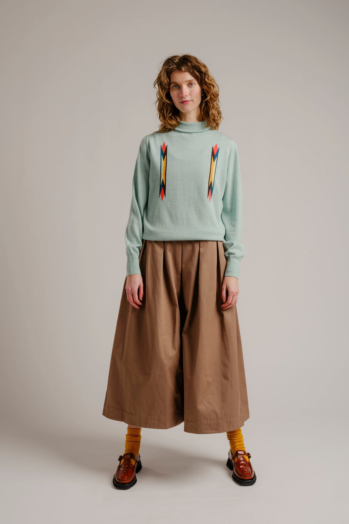 Butterfly Intarsia Turtleneck - Sky Sweaters DEGEN
