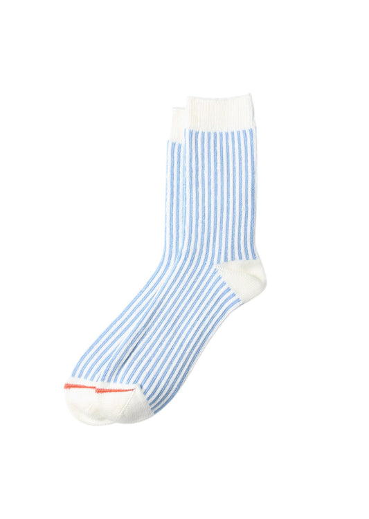 Vertical Stripe Socks Accessories RoToTo WHITE/L.BLUE M