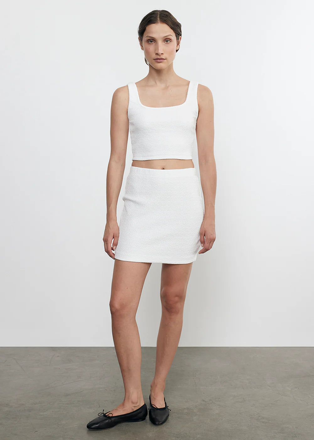 Jaquard Princess Cut Top Tanks Enza Costa Off White S