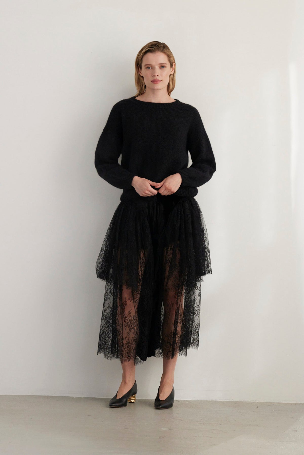 SAMPLE FW26 - Jane Crew Neck Sweater in Alpaca Wool - Black Samples CHRISTINE ALCALAY - 2