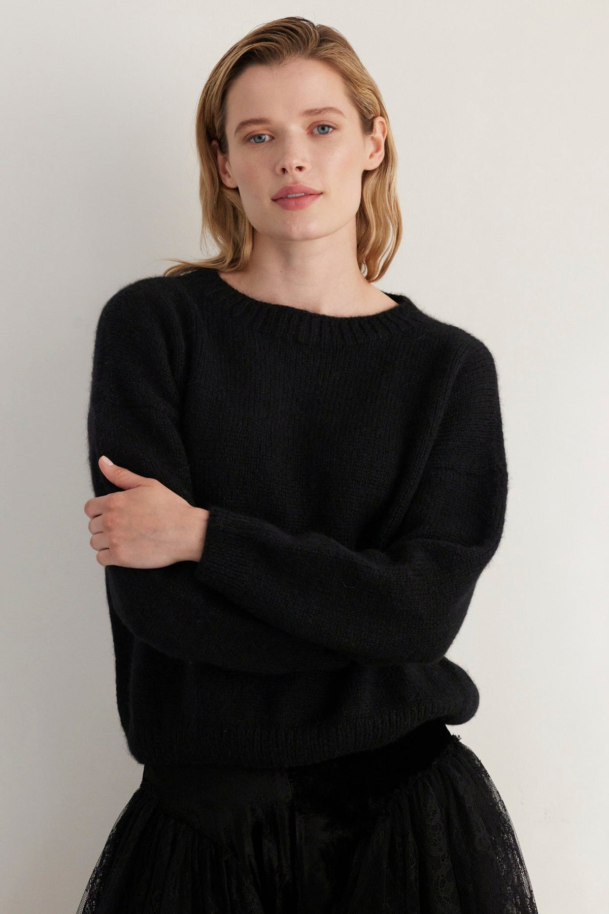 SAMPLE FW26 - Jane Crew Neck Sweater in Alpaca Wool - Black Samples CHRISTINE ALCALAY Black One size - 1