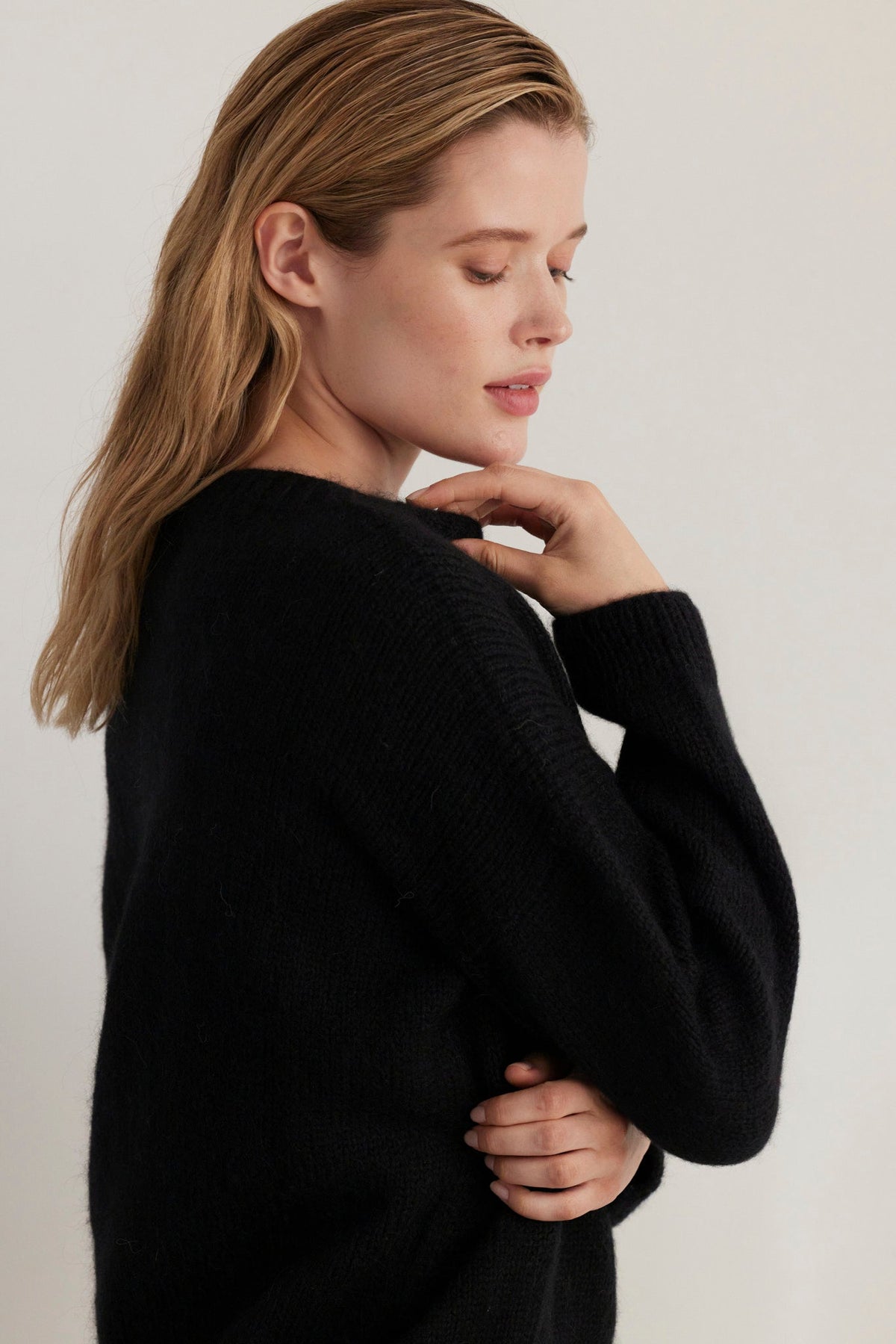 SAMPLE FW26 - Jane Crew Neck Sweater in Alpaca Wool - Black Samples CHRISTINE ALCALAY - 3