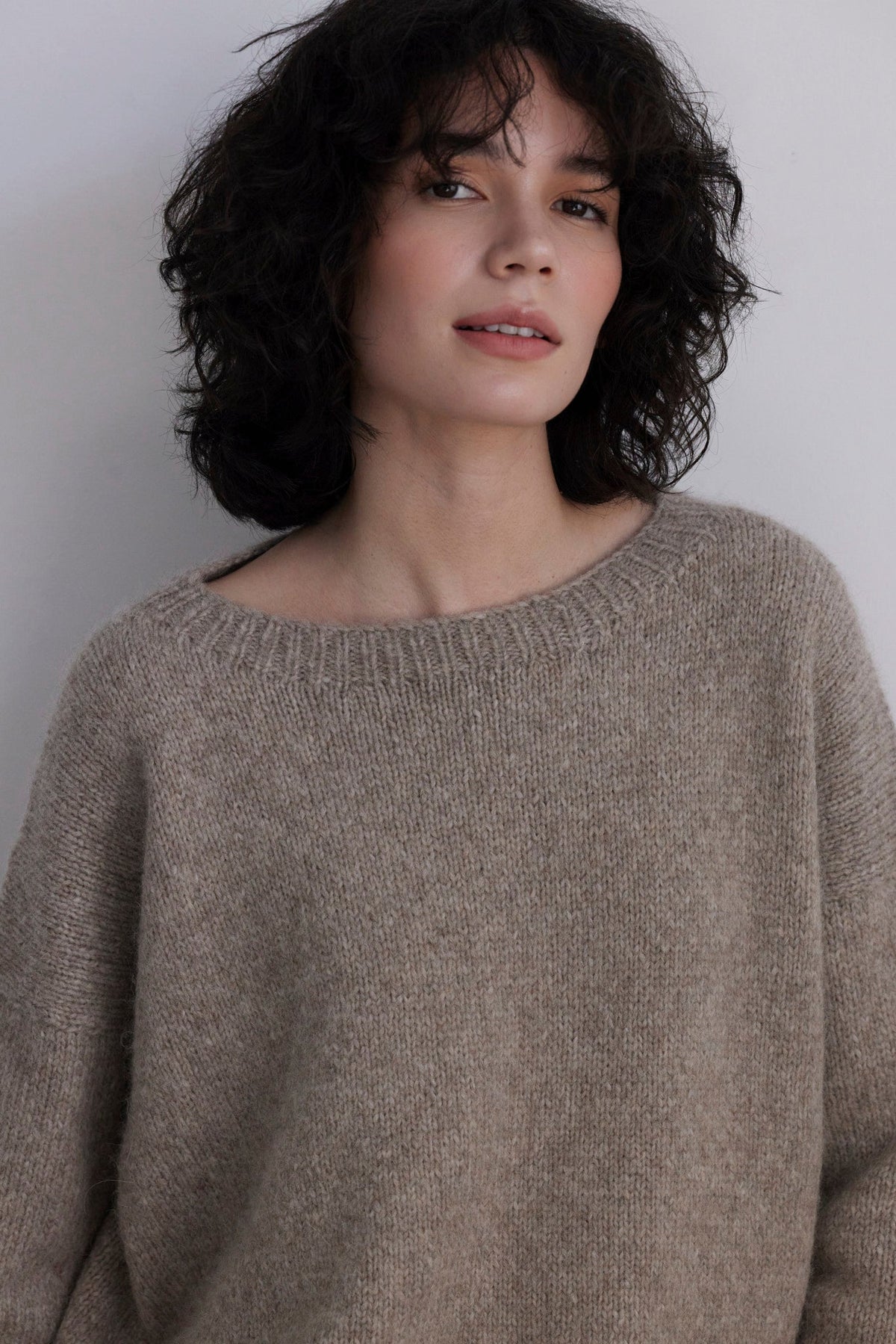 Jane Crew Neck Sweater in Alpaca Wool Sweaters CHRISTINE ALCALAY Heather Oatmeal One size - 1