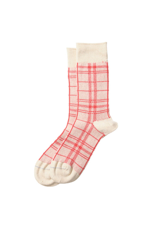 French Teatowel Pattern Socks Accessories RoToTo ECRU/RED M