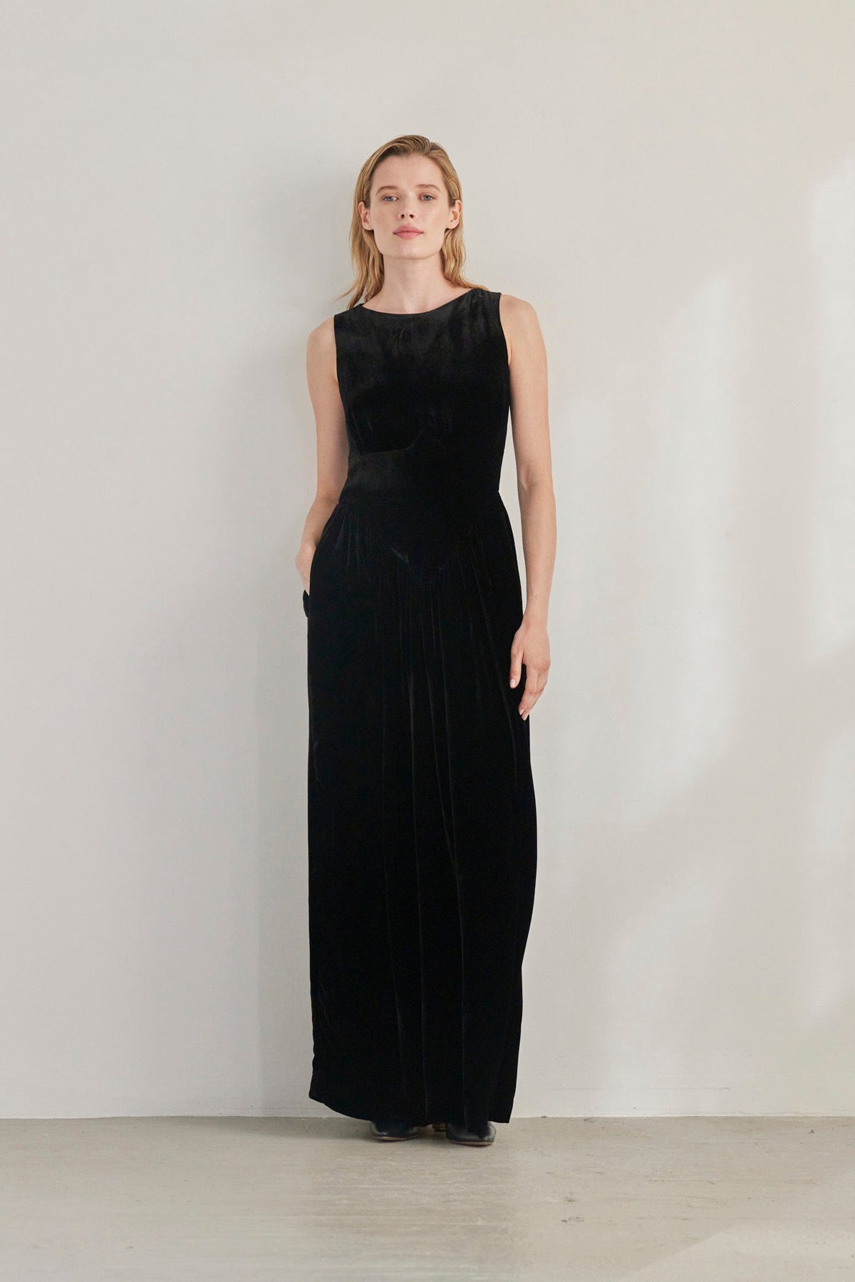 SAMPLE FW26 - Juliette Dress in Silk Velvet - Black Samples CHRISTINE ALCALAY Black 2 - 1