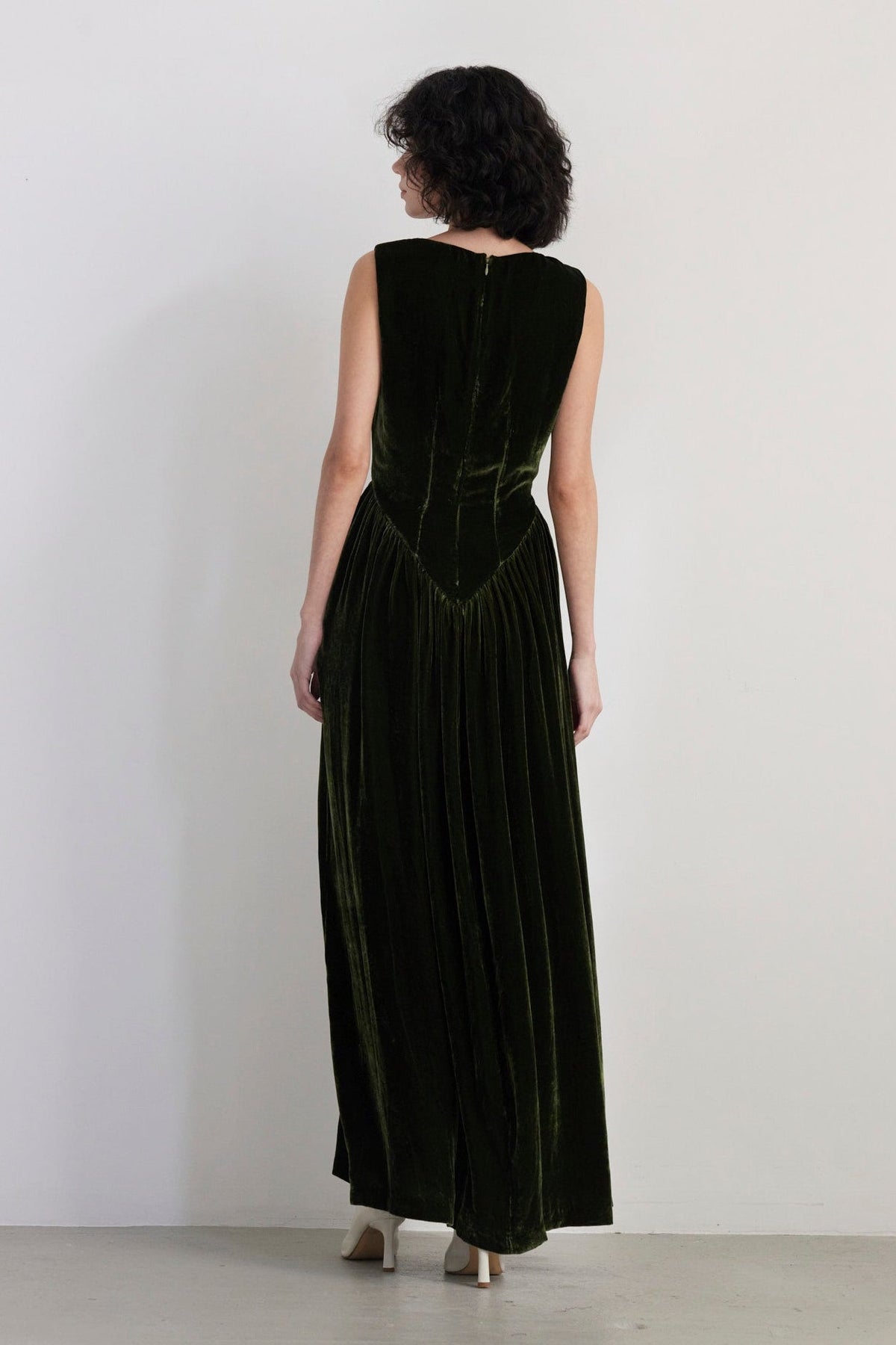 SAMPLE FW26 - Juliette Dress in Silk Velvet - Verdant Green Samples CHRISTINE ALCALAY - 4