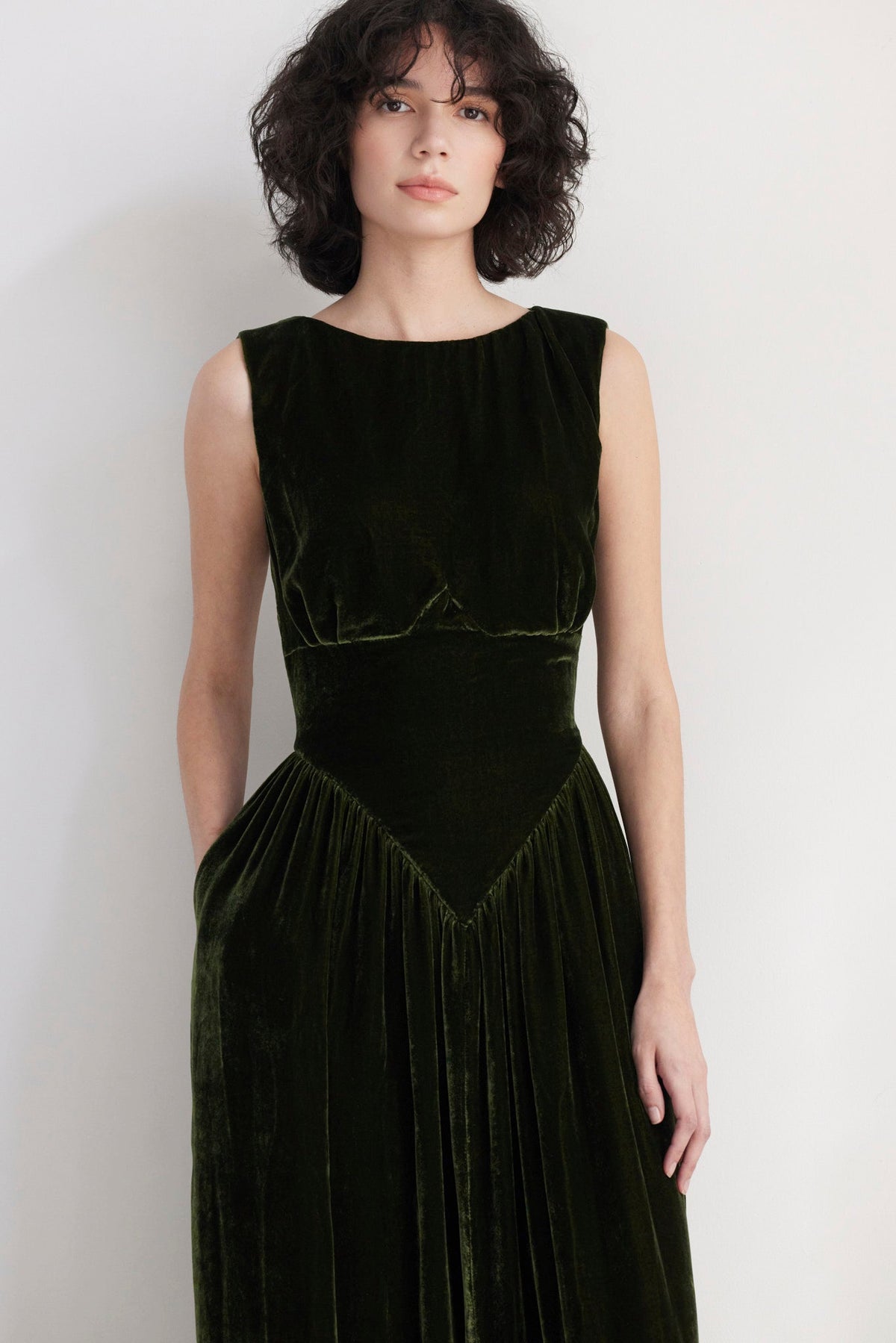 SAMPLE FW26 - Juliette Dress in Silk Velvet - Verdant Green Samples CHRISTINE ALCALAY - 3
