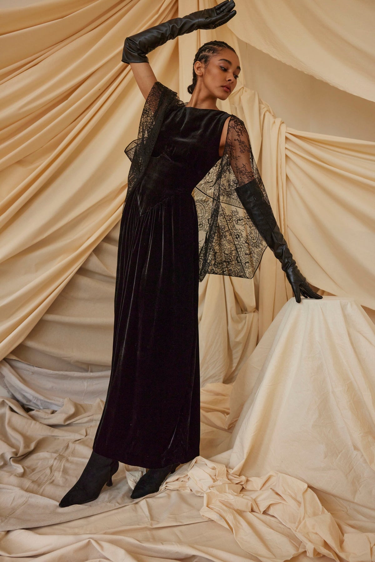 SAMPLE FW26 - Juliette Dress in Silk Velvet - Black Samples CHRISTINE ALCALAY - 2