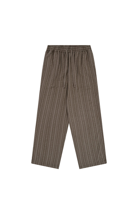 Linen Cotton Stripe Pants Pants Kappy Brown Free Size