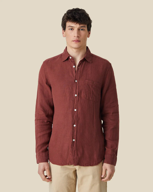 Linen L/S Shirt Shirt Portuguese Flannel Bordeaux S 