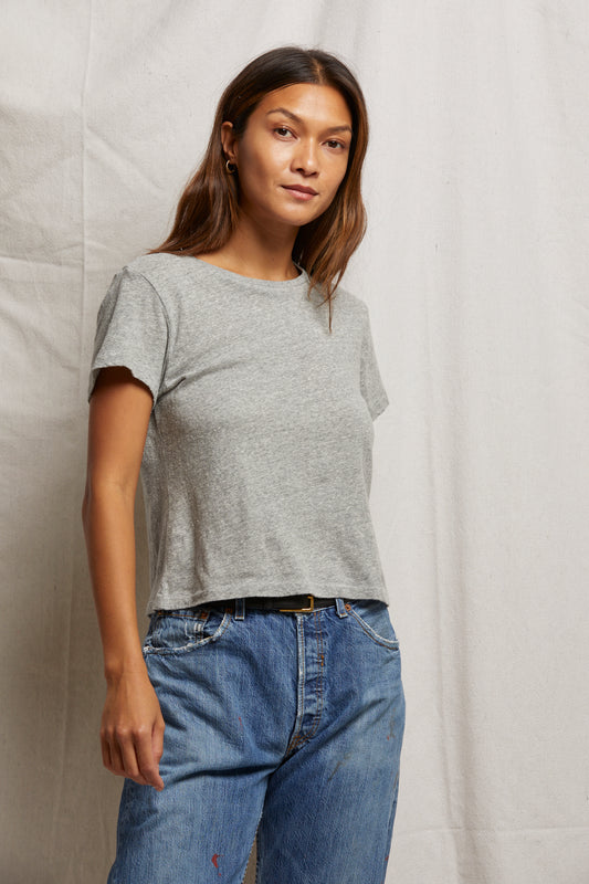 Lisa Slim Crew Tee Tops perfectwhitetee Heather Grey L