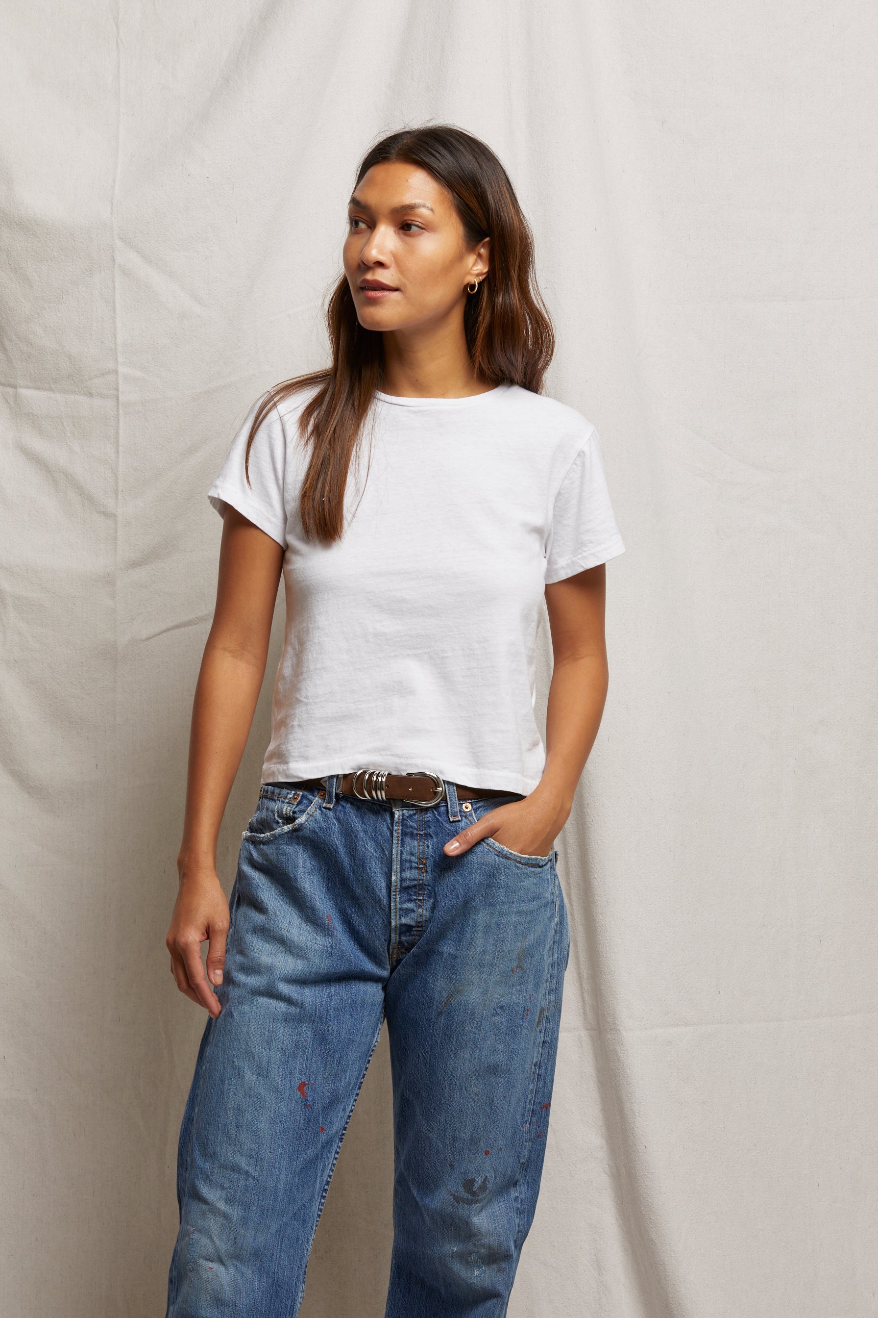 Lisa Slim Crew Tee Tees perfectwhitetee White S