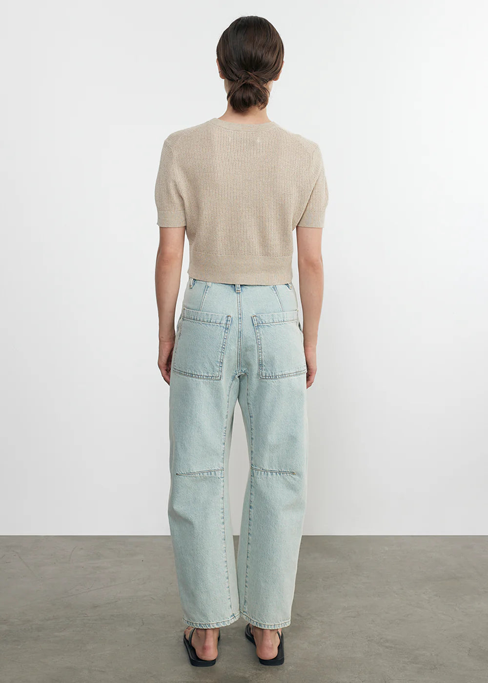Linen Open Knit Cropped S/S Sweater Sweaters Enza Costa